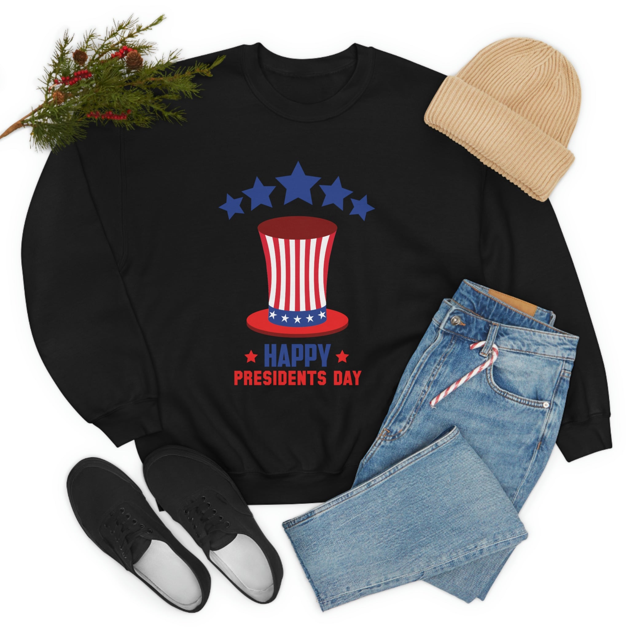 Happy President's Day Hat Unisex Heavy Blend™ Crewneck Sweatshirt