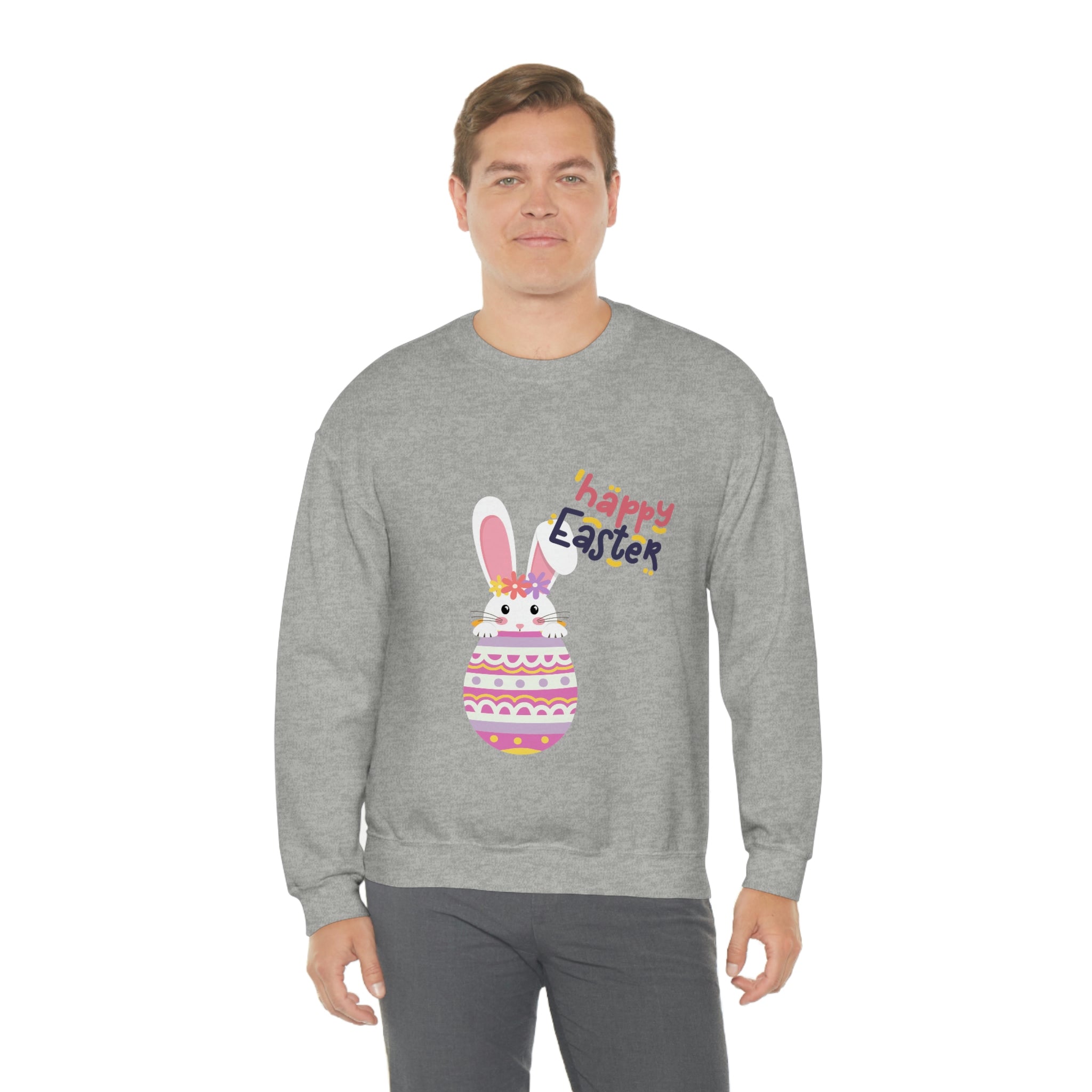 Happy Easter Day Bunny Unisex Heavy Blend™ Crewneck Sweatshirt