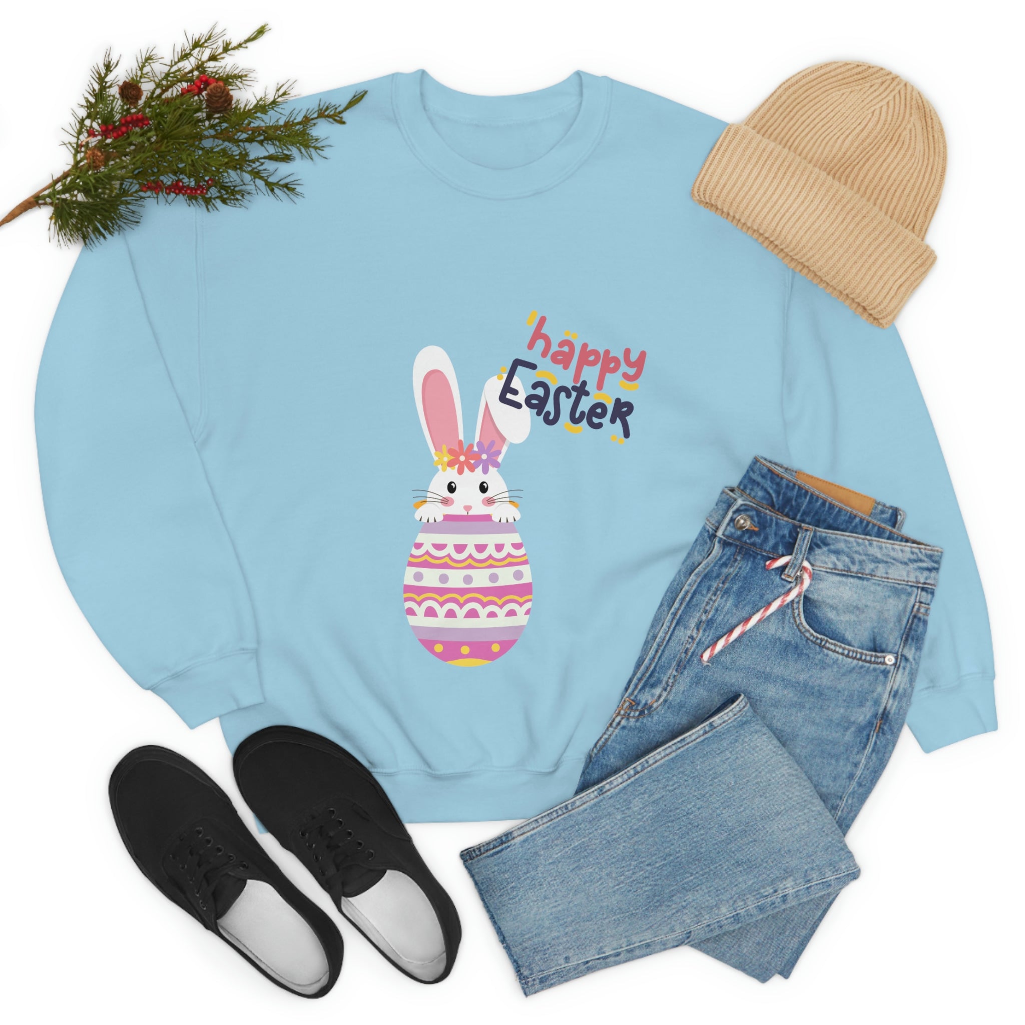 Happy Easter Day Bunny Unisex Heavy Blend™ Crewneck Sweatshirt