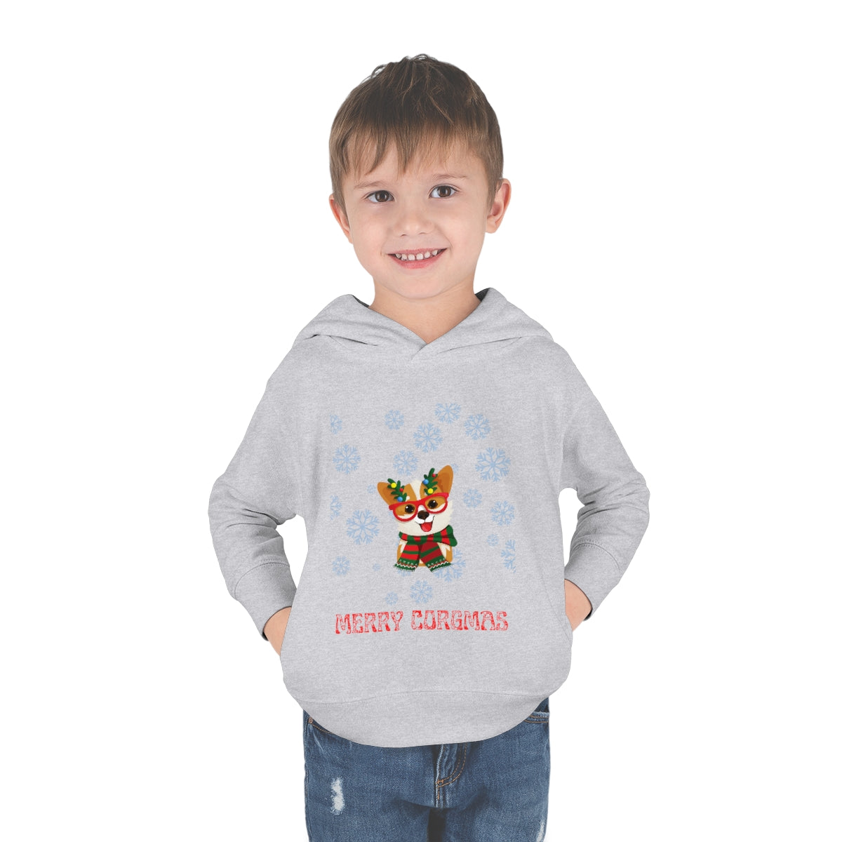Merry Corgmas Toddler Pullover Fleece Hoodie