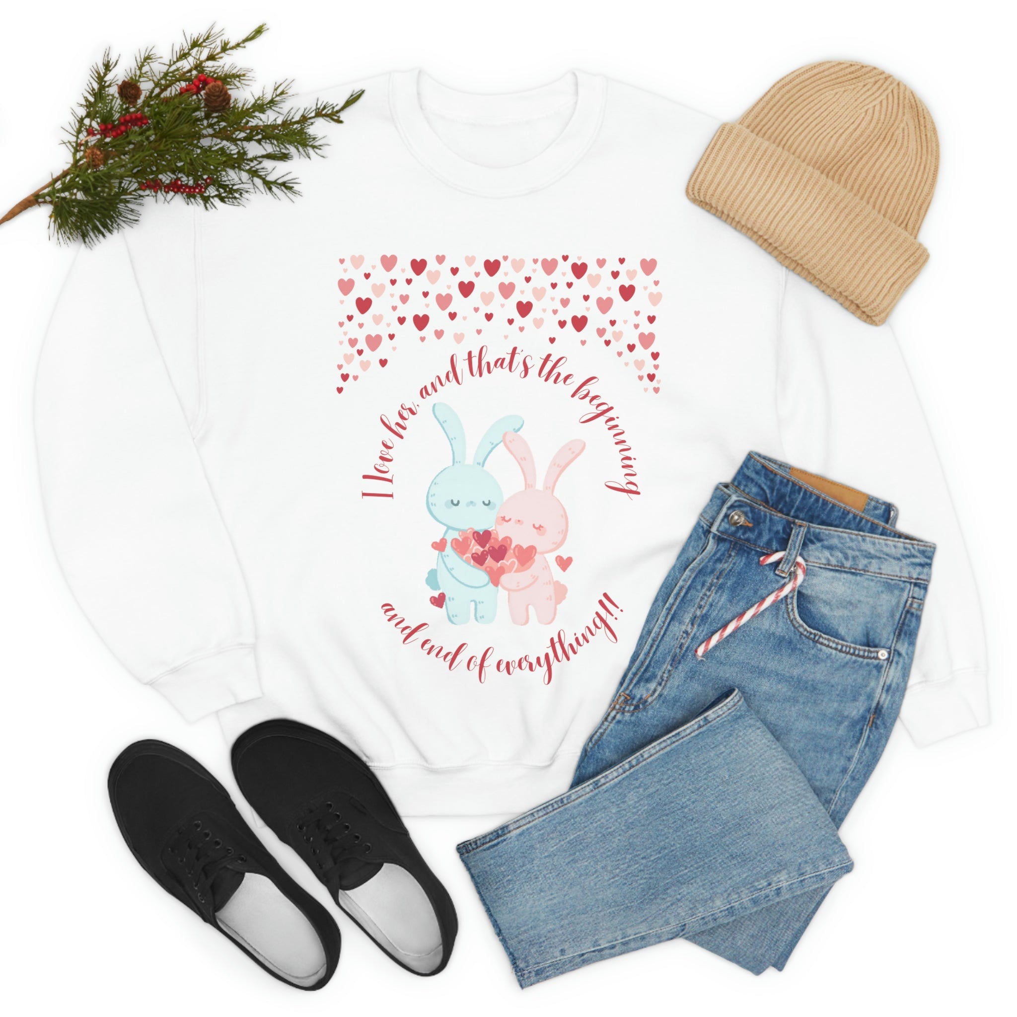 The I Love Her U & Me Unisex Heavy Blend™ Crewneck Sweatshirt