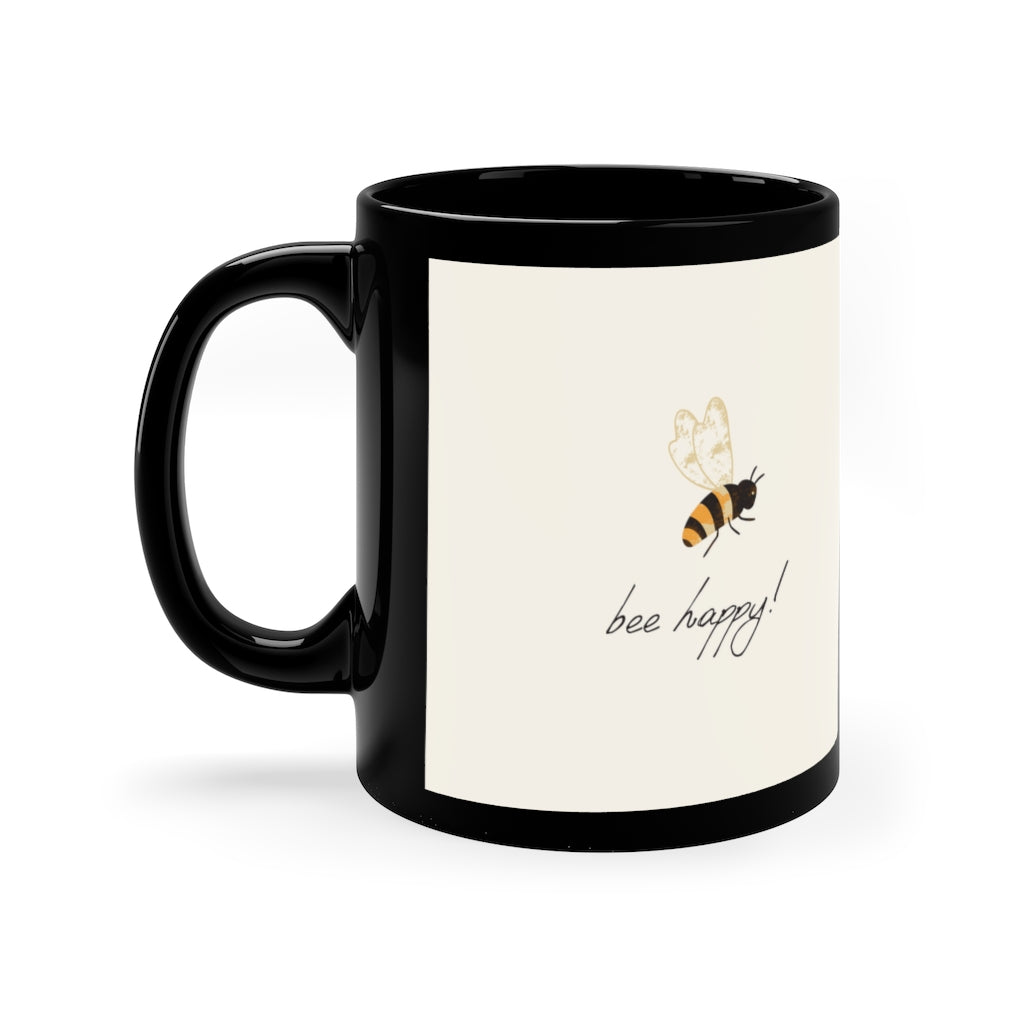 Bee Time Black Coffee Mug, 11oz