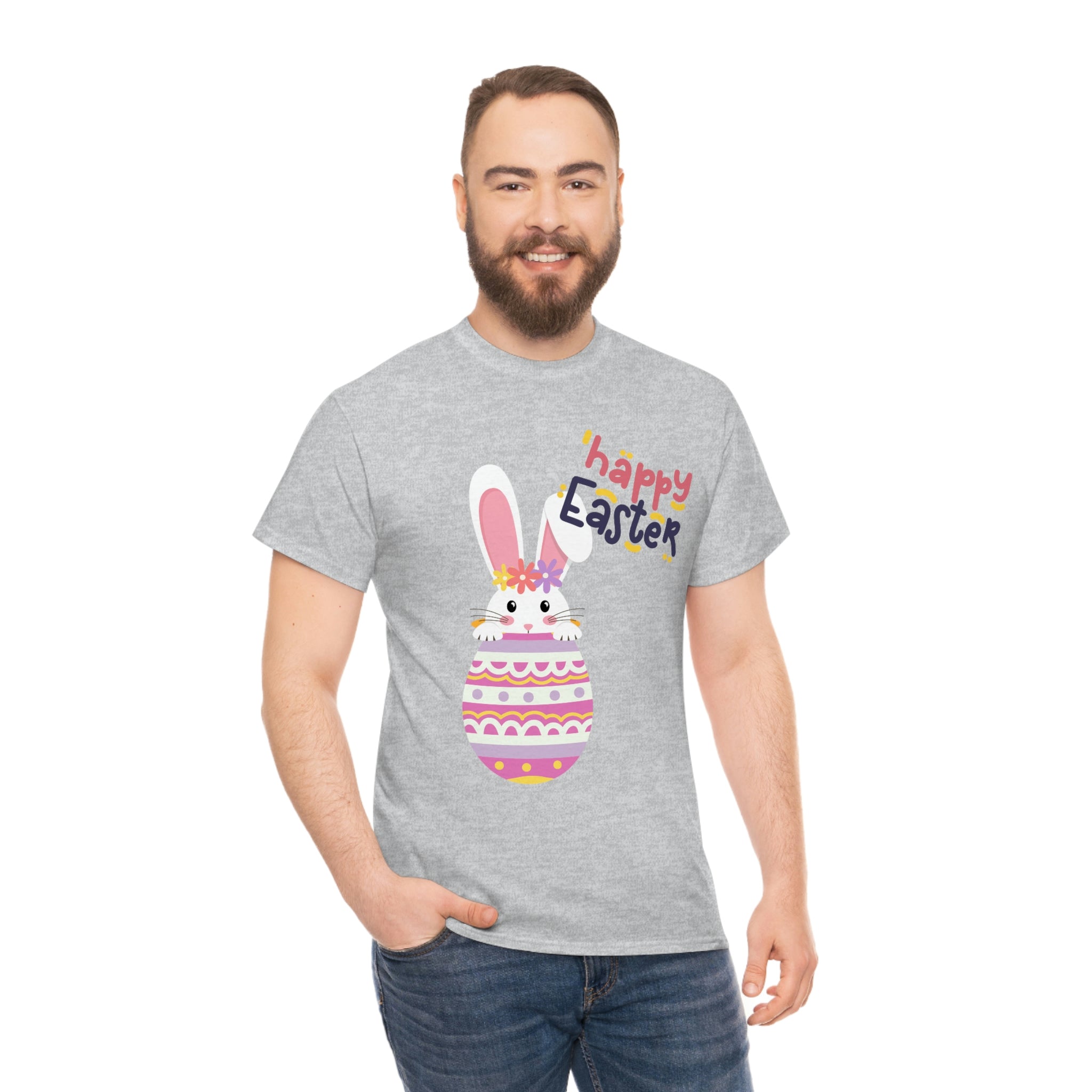 Happy Easter Day Bunny Unisex Heavy Cotton Tee