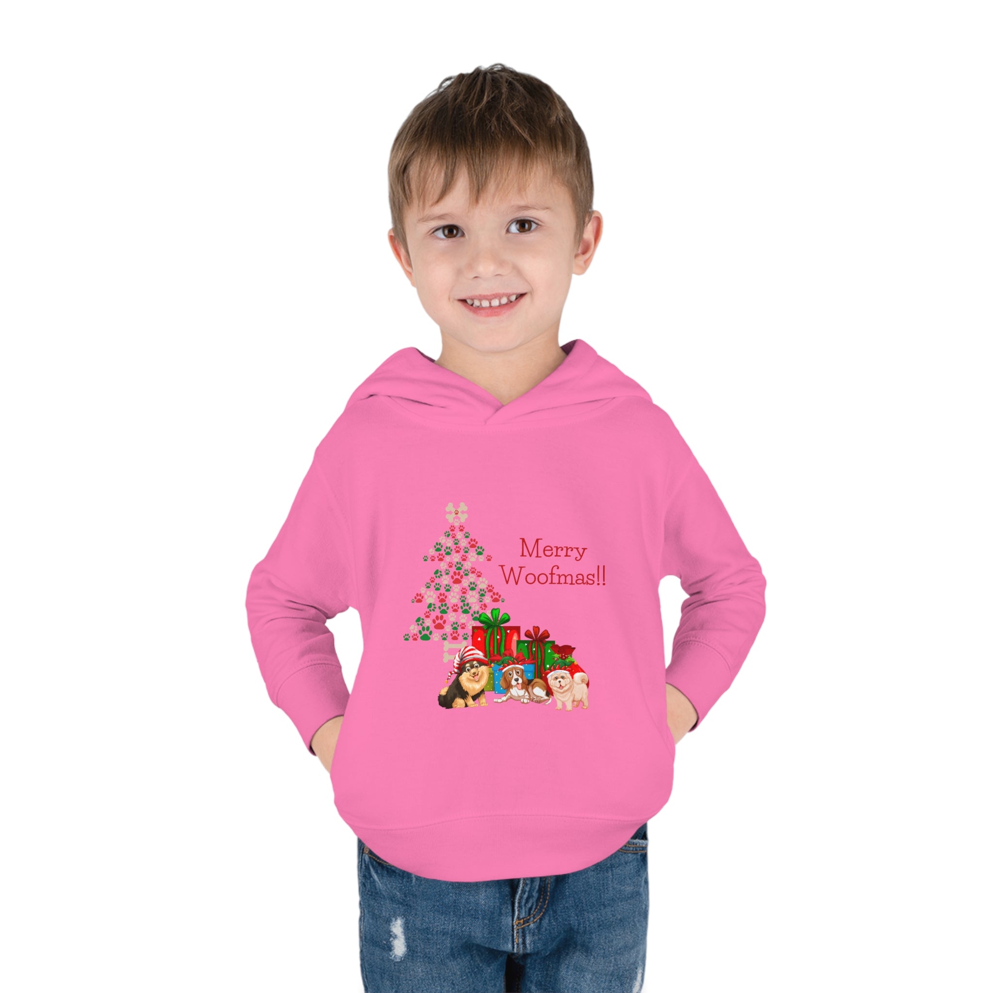 Merry Woolfmas Toddler Pullover Fleece Hoodie