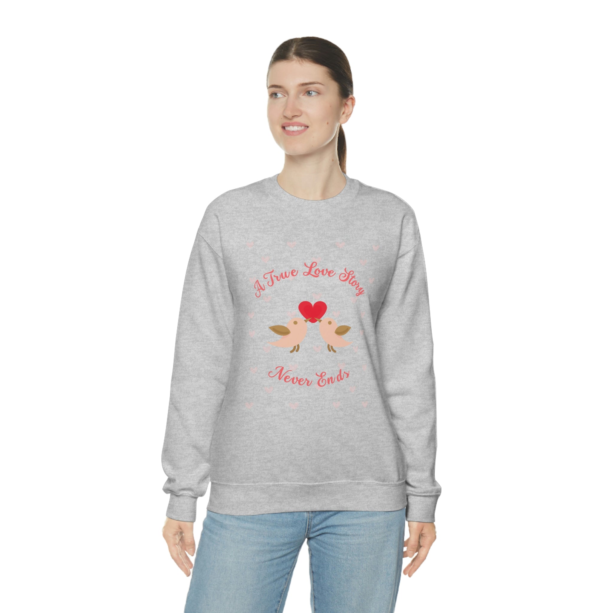 A True Love Story Never Ends Unisex Heavy Blend™ Crewneck Sweatshirt