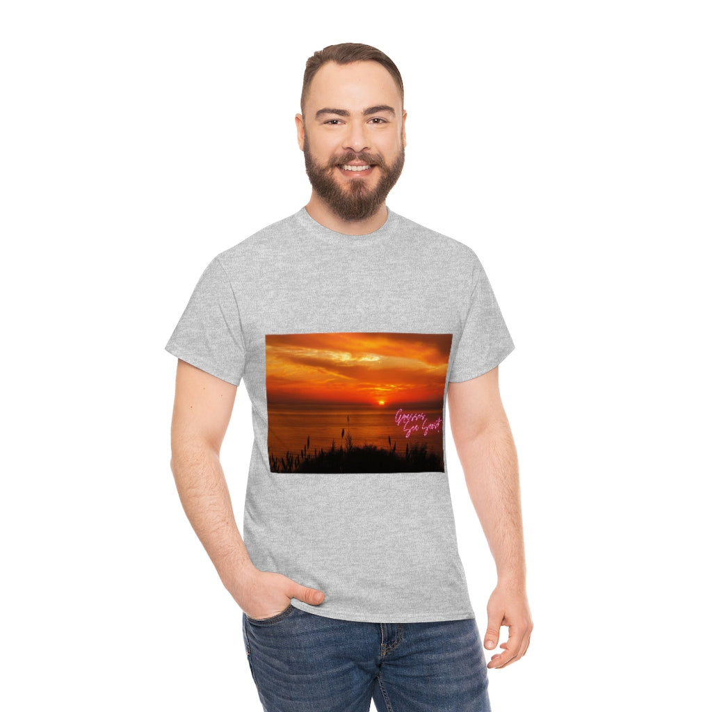 Grasses Sea Sunset Unisex Heavy Cotton Tee