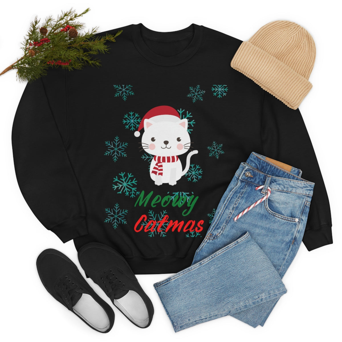 Meowy Catmas Unisex Heavy Blend™ Crewneck Sweatshirt