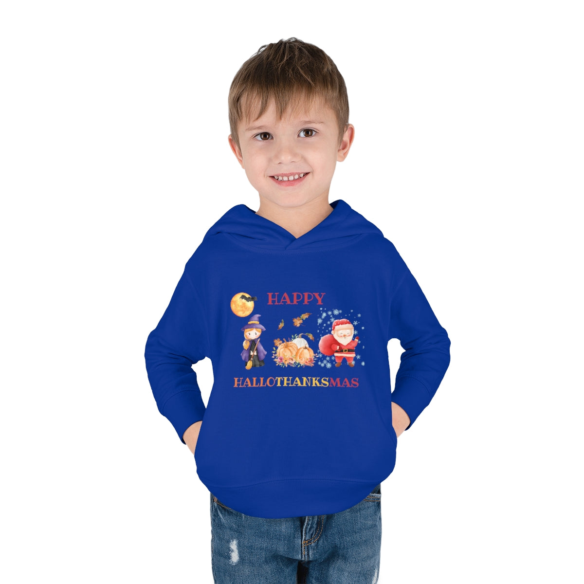 Happy Hallothanksmas Toddler Pullover Fleece Hoodie