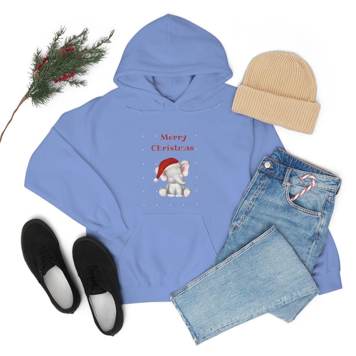 Cute Christmas Elephant Unisex Heavy Blend™ Hooded Sweatshirt