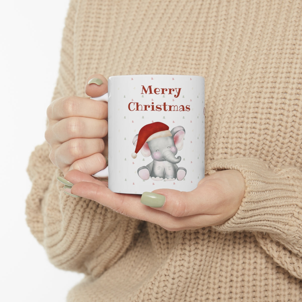 Cute Christmas Elephant Ceramic Mug 11oz