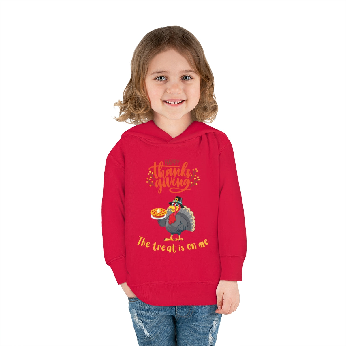 Happy Thanksgiving The Treat Is On Me Toddler Pullover Fleece Hoodie