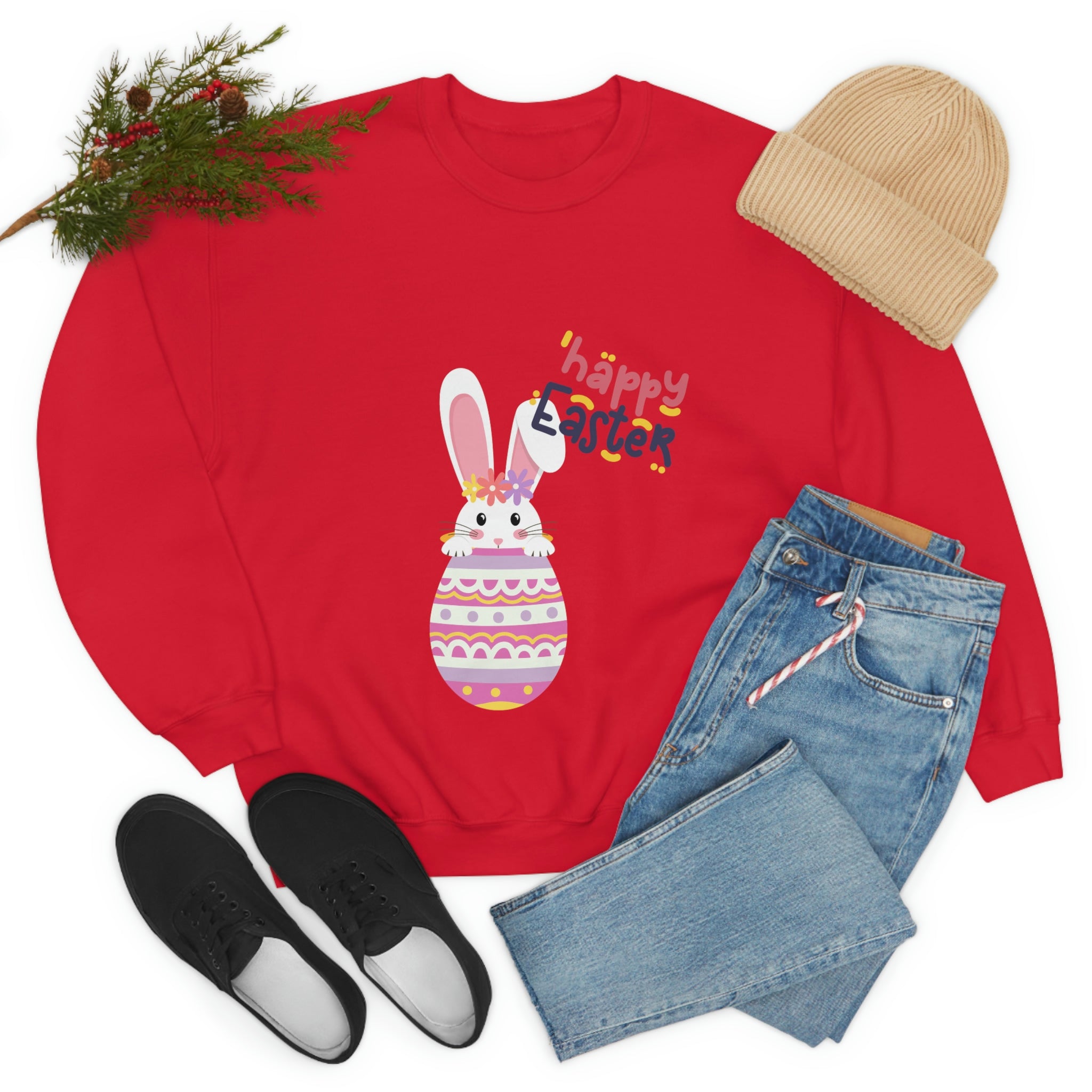 Happy Easter Day Bunny Unisex Heavy Blend™ Crewneck Sweatshirt