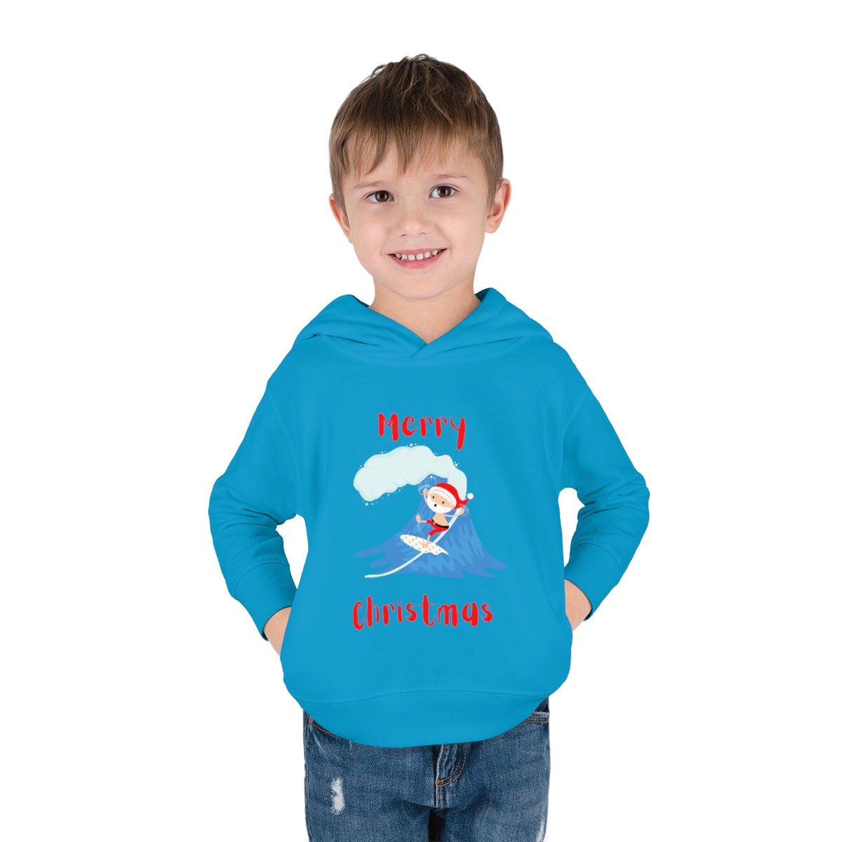 Surfing Santa Toddler Pullover Fleece Hoodie