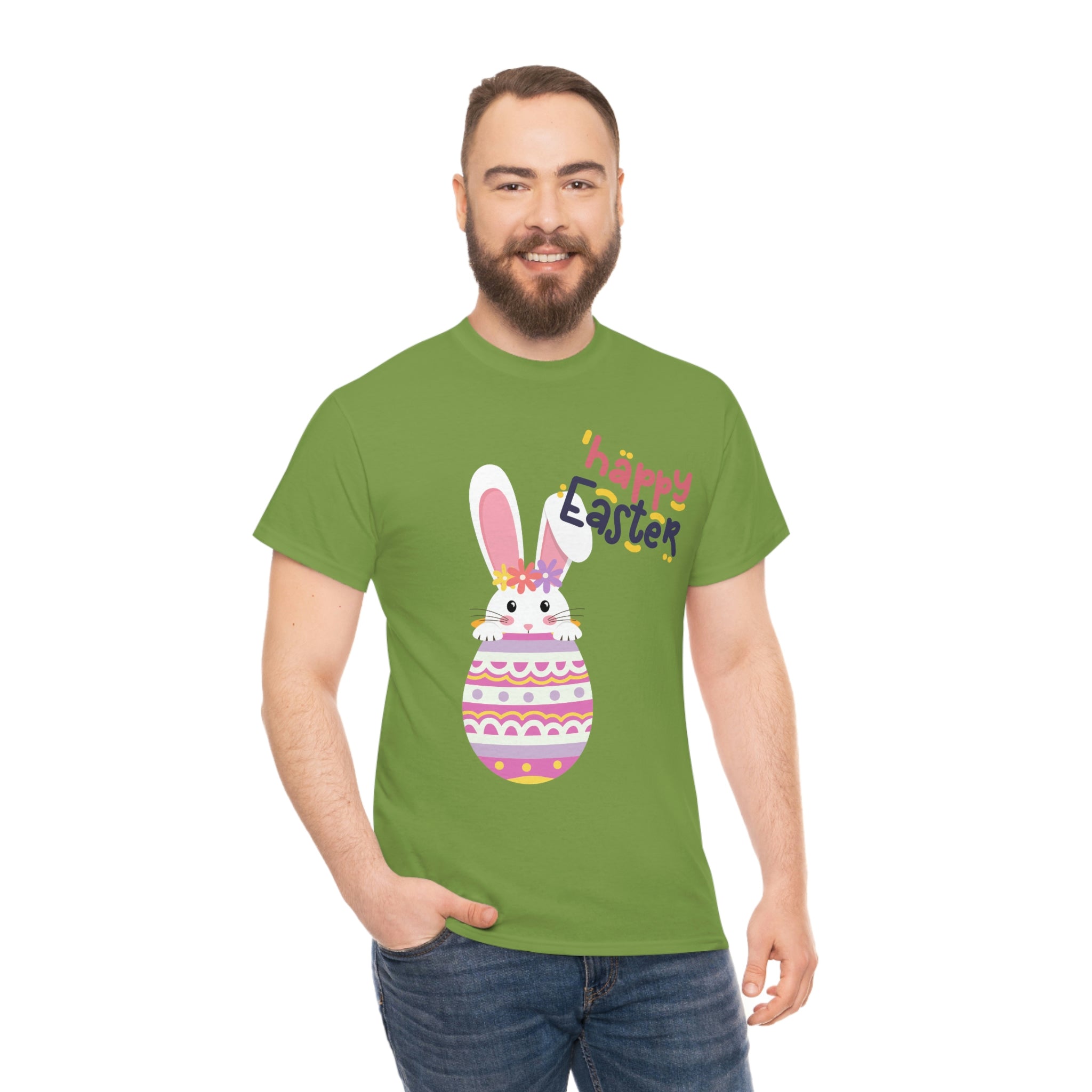 Happy Easter Day Bunny Unisex Heavy Cotton Tee