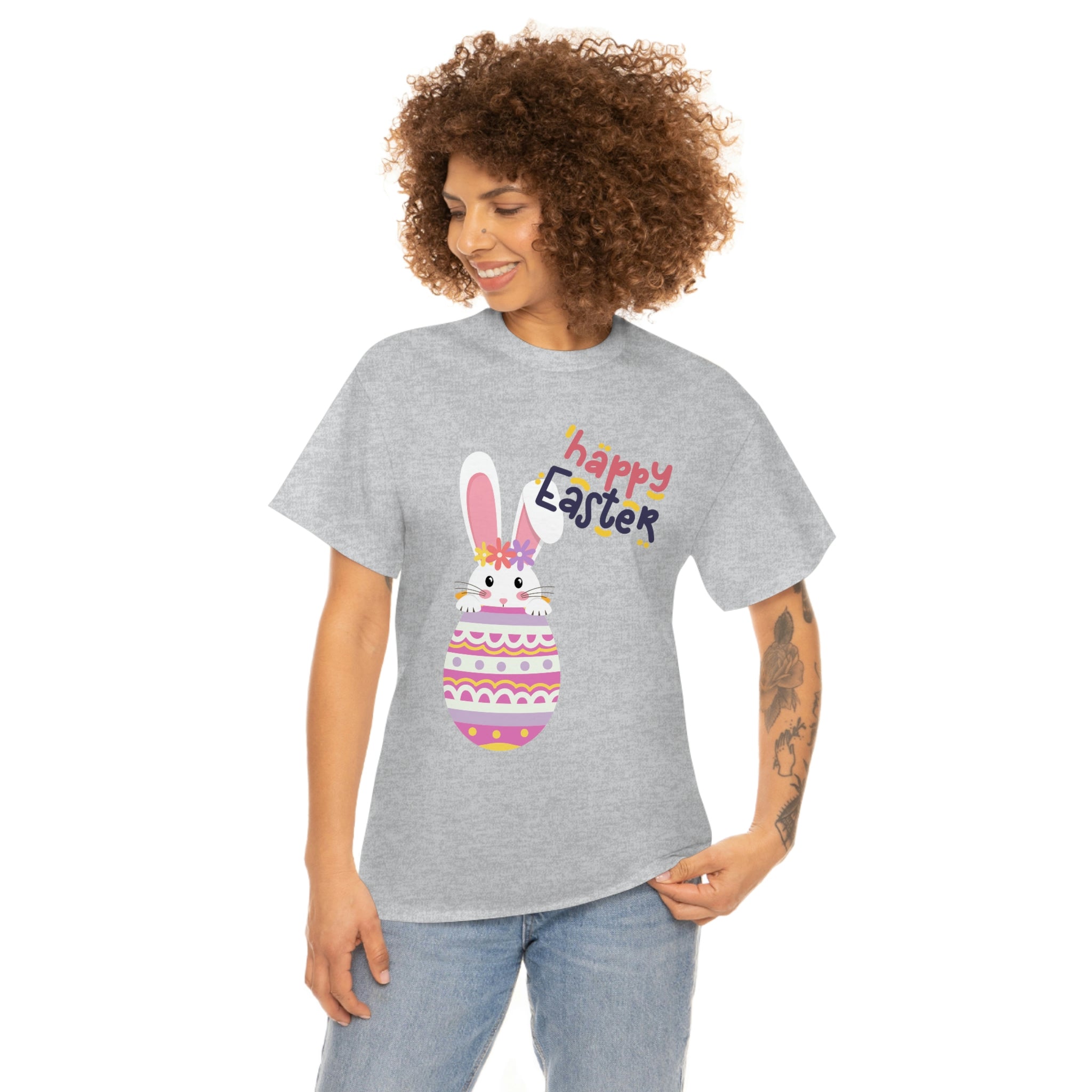 Happy Easter Day Bunny Unisex Heavy Cotton Tee