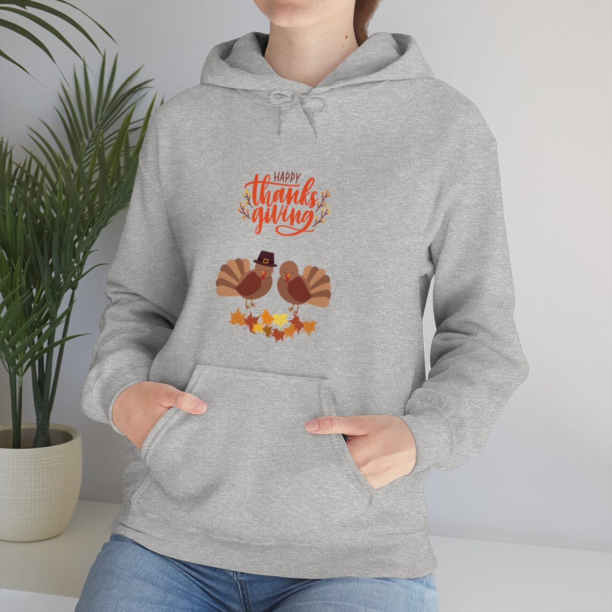 Cute Thanksgiving Turkey Pilgrims Unisex Heavy Blend™ Hooded Sweatshirt