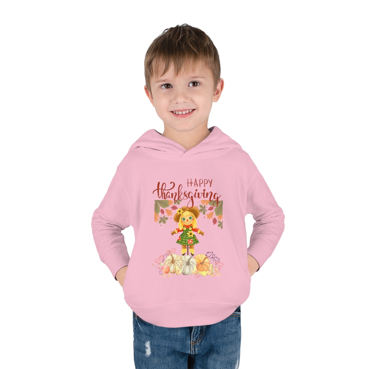 Scarecrow Happy Thanksgiving Toddler Pullover Fleece Hoodie