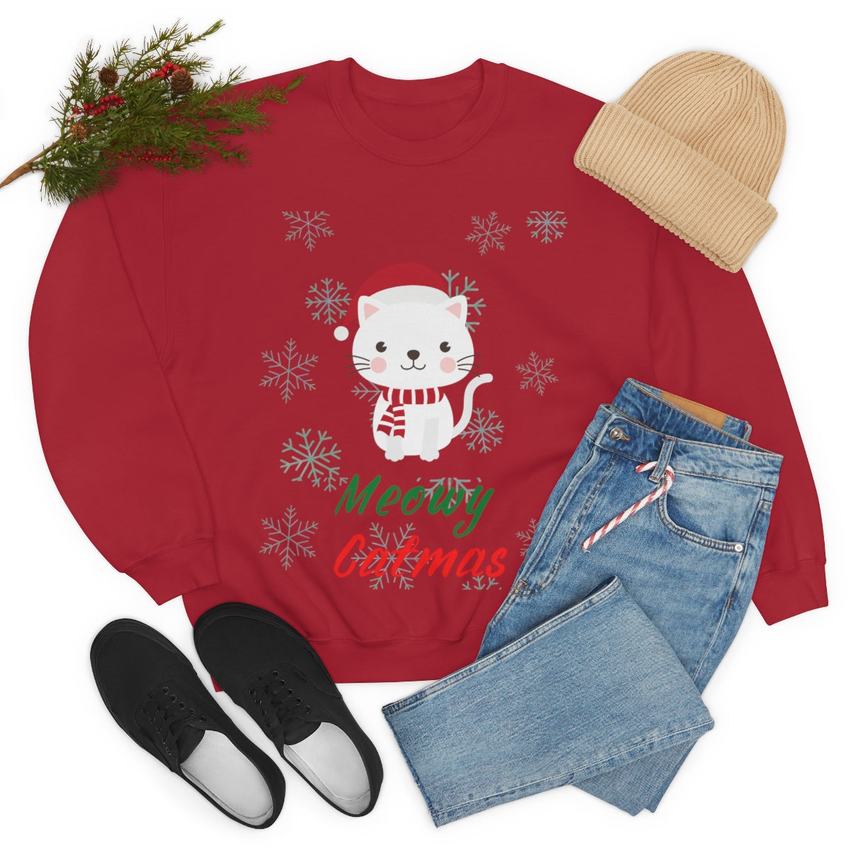 Meowy Catmas Unisex Heavy Blend™ Crewneck Sweatshirt