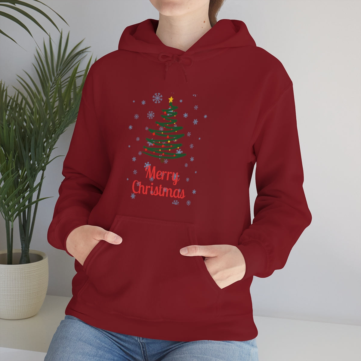 Merry Christmas Tree Unisex Heavy Blend™ Hooded Sweatshirt