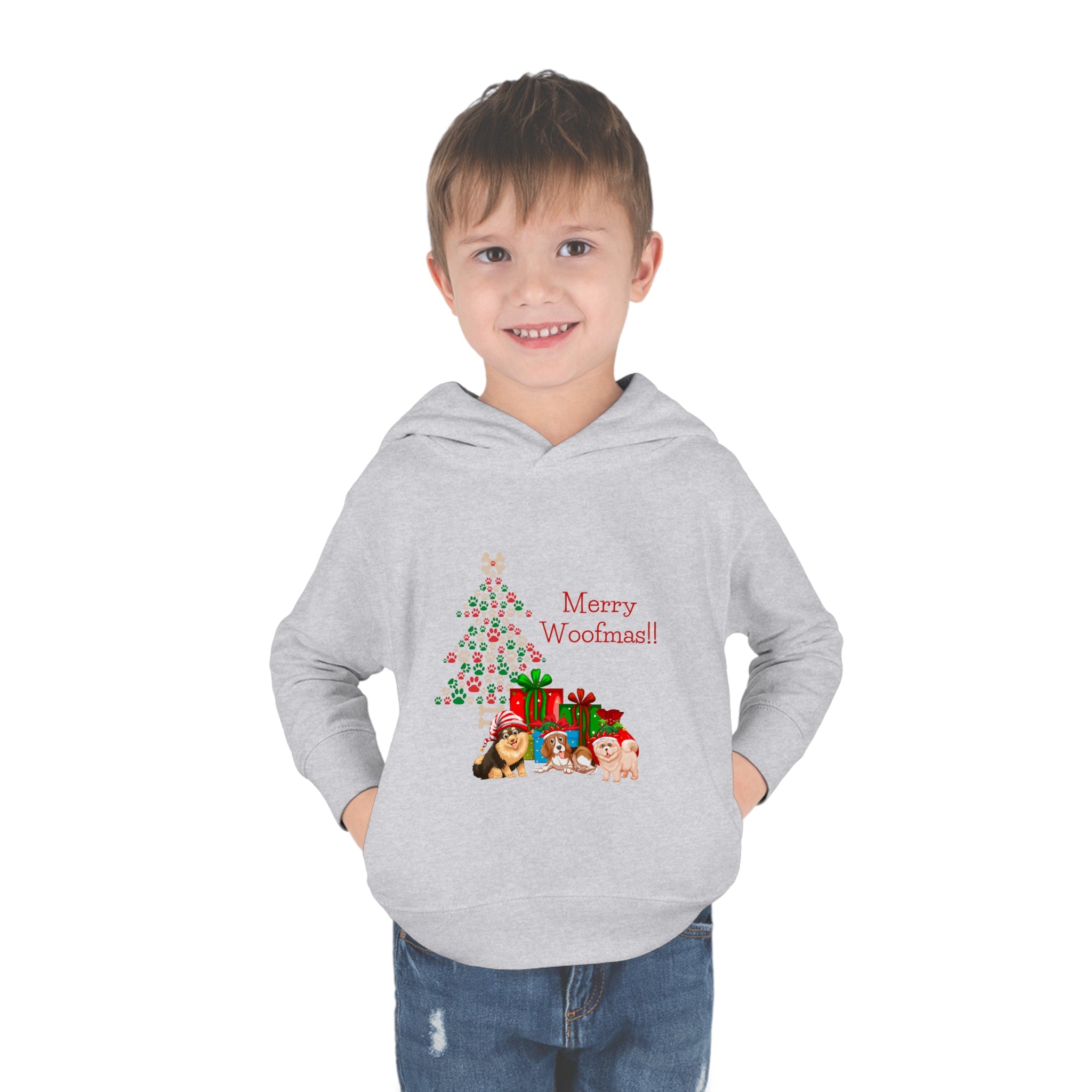 Merry Woolfmas Toddler Pullover Fleece Hoodie