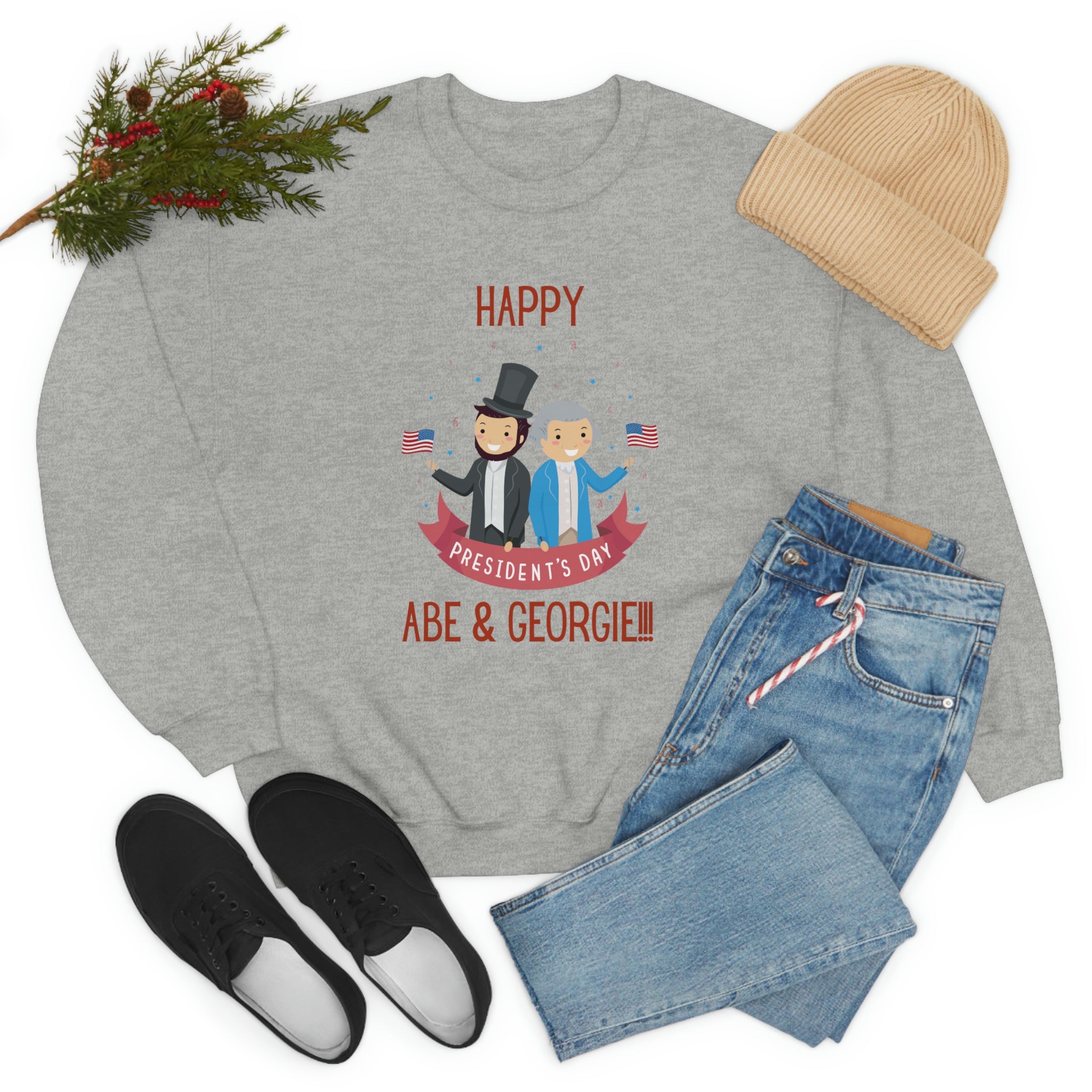 Happy President's Day Abe & Georgie!!! Unisex Heavy Blend™ Crewneck Sweatshirt