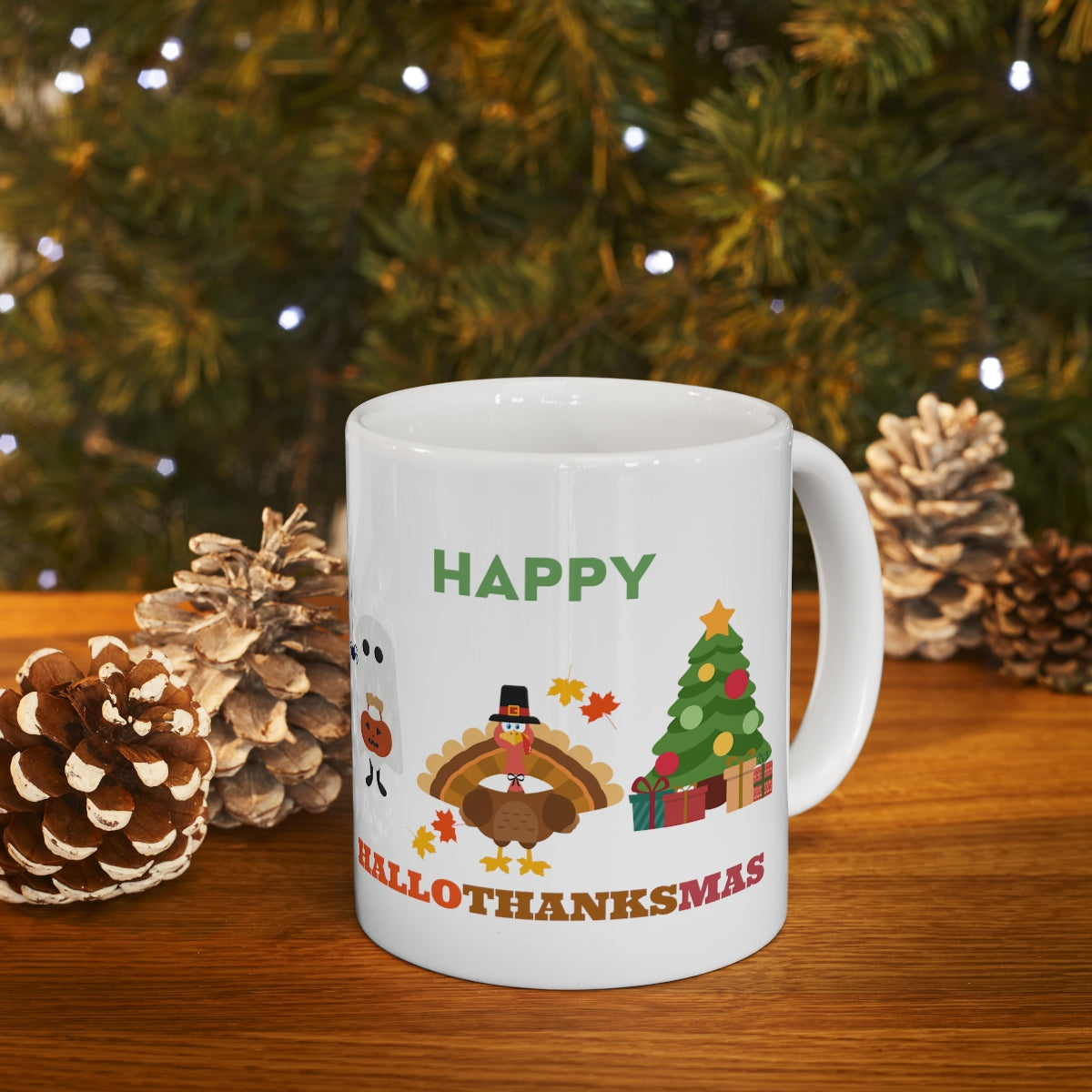 Happy Hallothanksmas Ceramic Mug 11oz