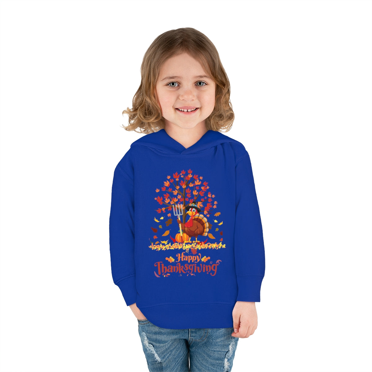 Happy Thanksgiving Turkey Pilgrim Toddler Pullover Fleece Hoodie