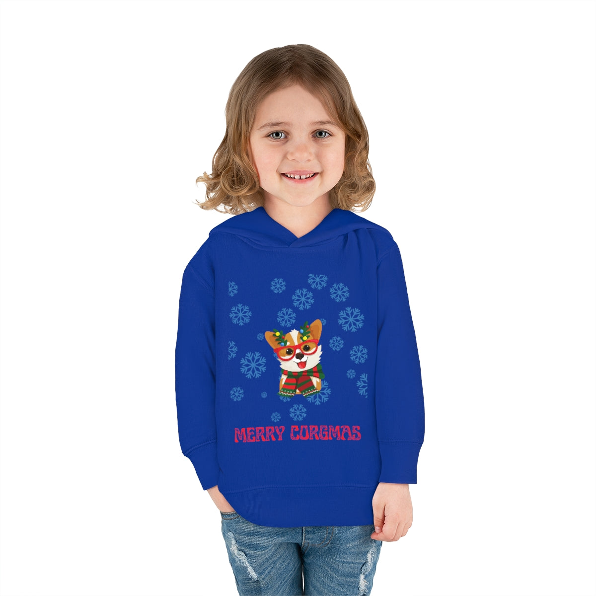 Merry Corgmas Toddler Pullover Fleece Hoodie