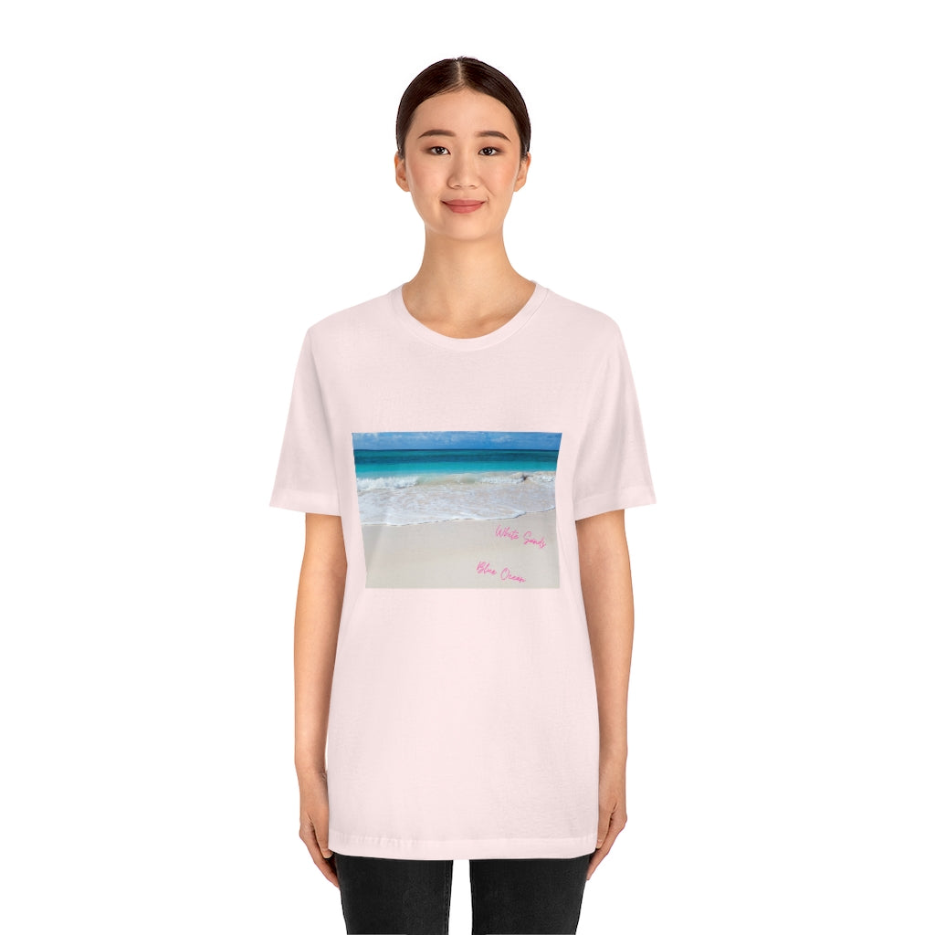 White Sands Blue Ocean Unisex Jersey Short Sleeve Tee