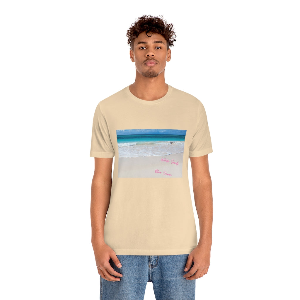 White Sands Blue Ocean Unisex Jersey Short Sleeve Tee