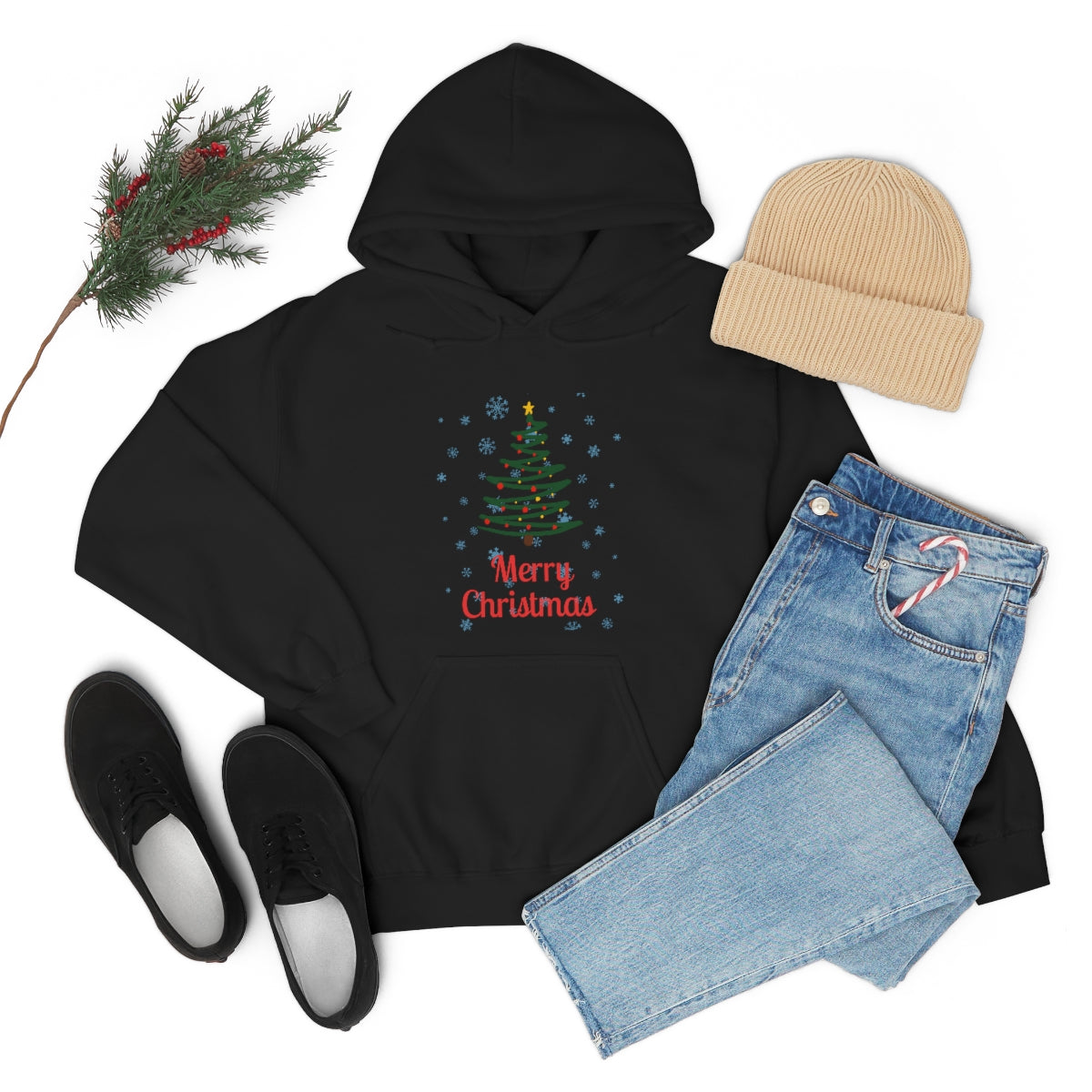 Merry Christmas Tree Unisex Heavy Blend™ Hooded Sweatshirt