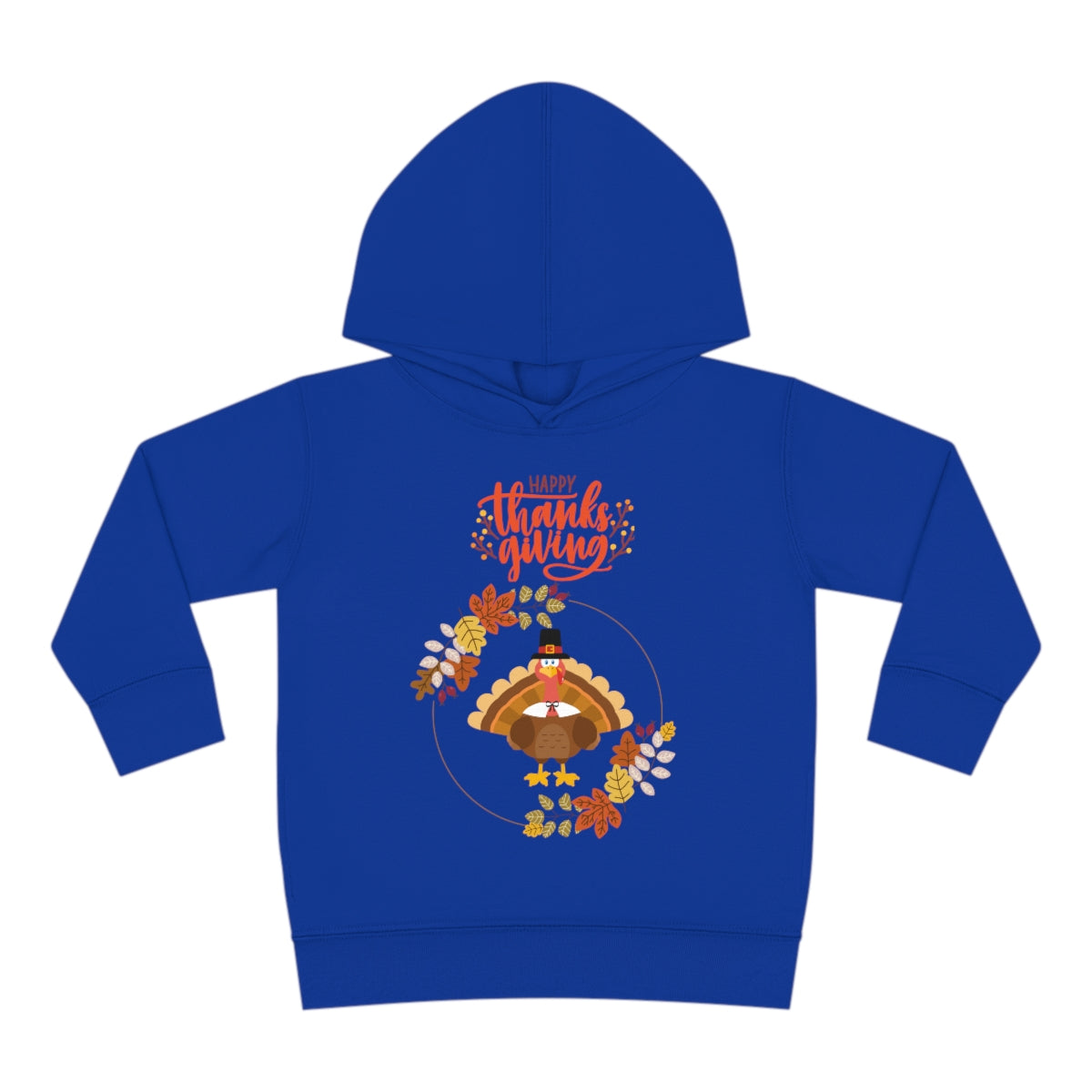 Happy Thanksgiving Pilgrim Turkey Toddler Pullover Fleece Hoodie