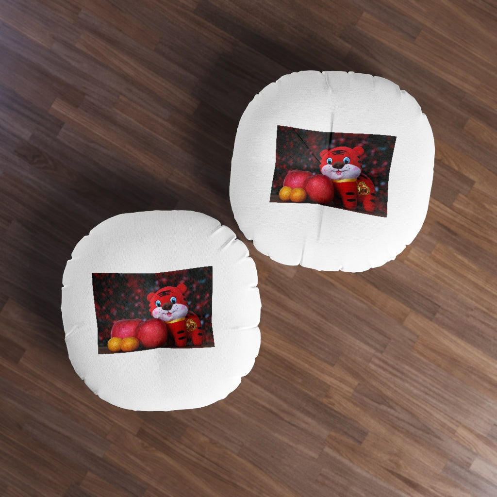 Tiger Tufted Floor Pillow, Round