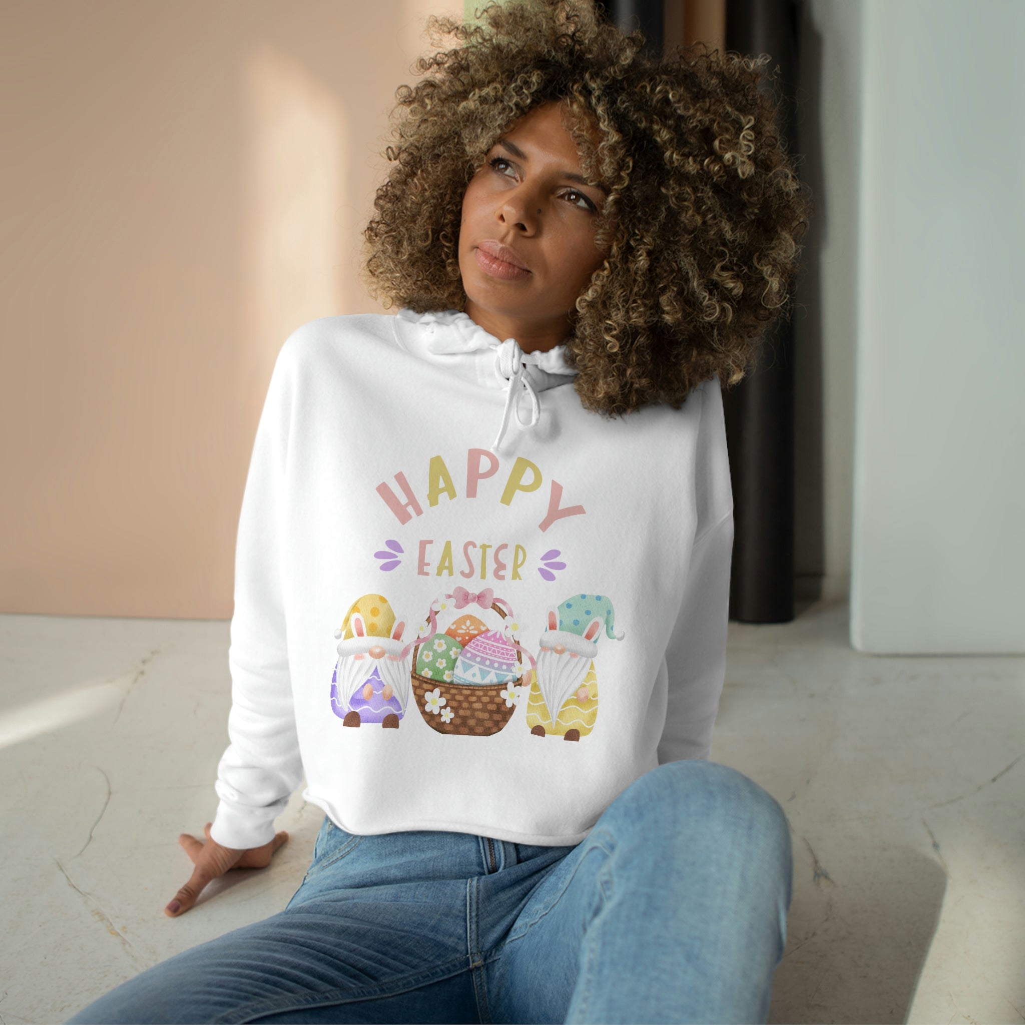 Happy Easter Gnome Crop Hoodie