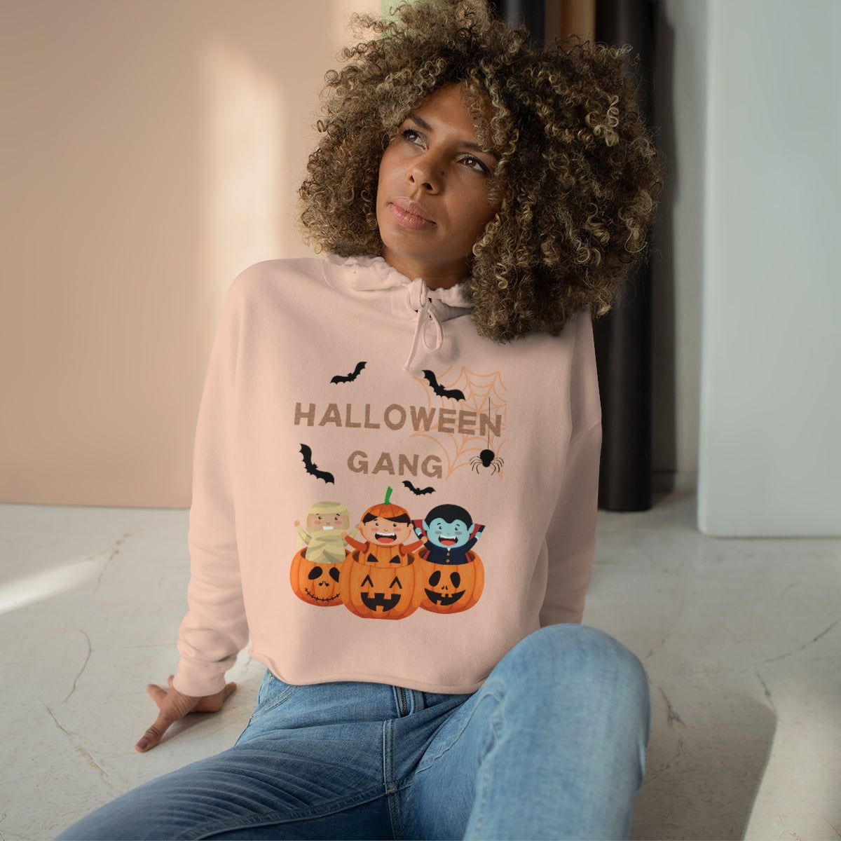 The Happy Halloween Pumpkin Gang Crop Hoodie