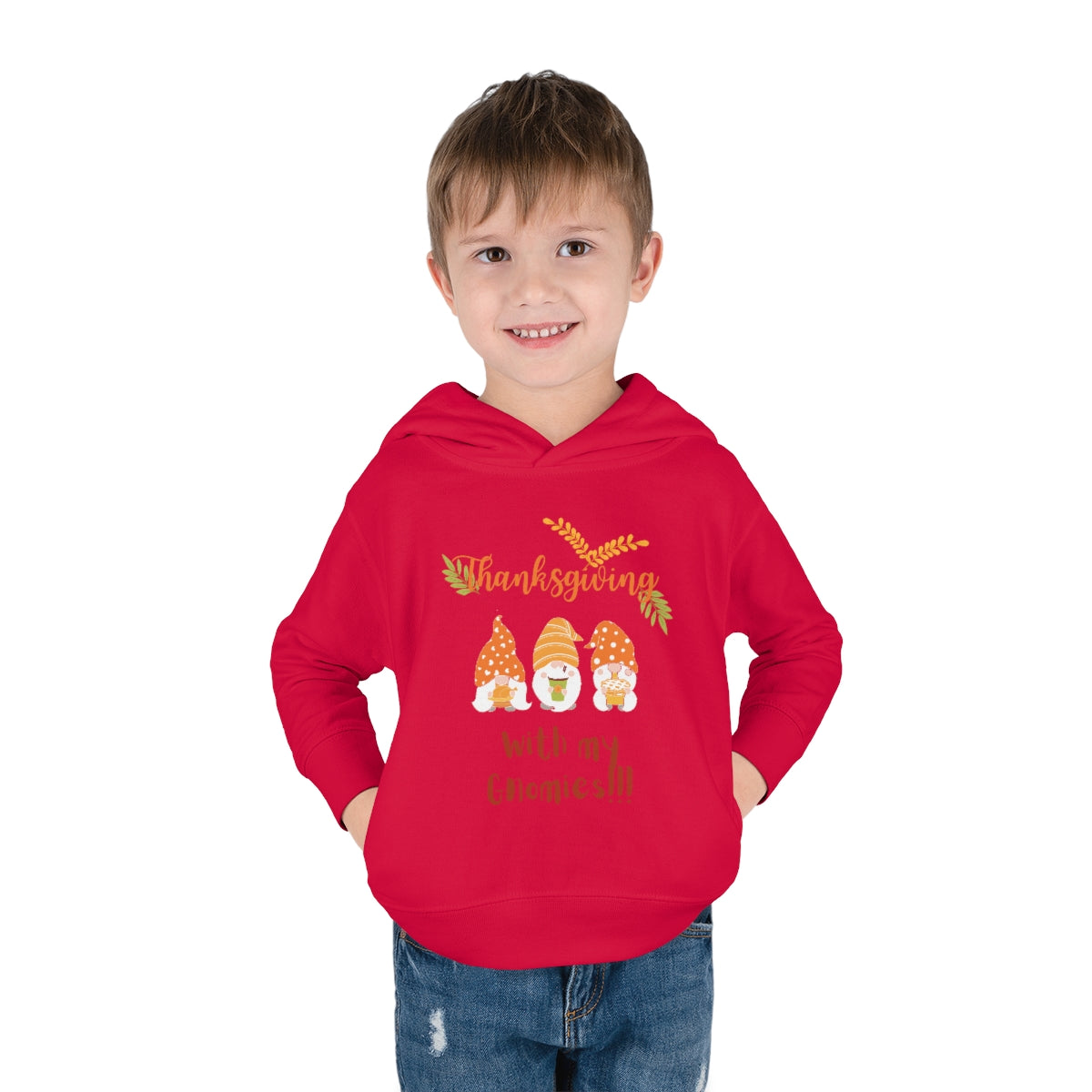 Thanksgiving With My Gnomies Toddler Pullover Fleece Hoodie