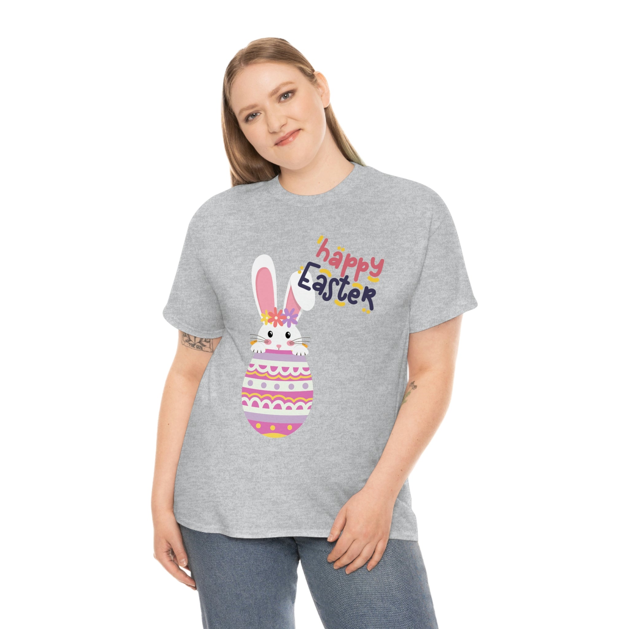 Happy Easter Day Bunny Unisex Heavy Cotton Tee