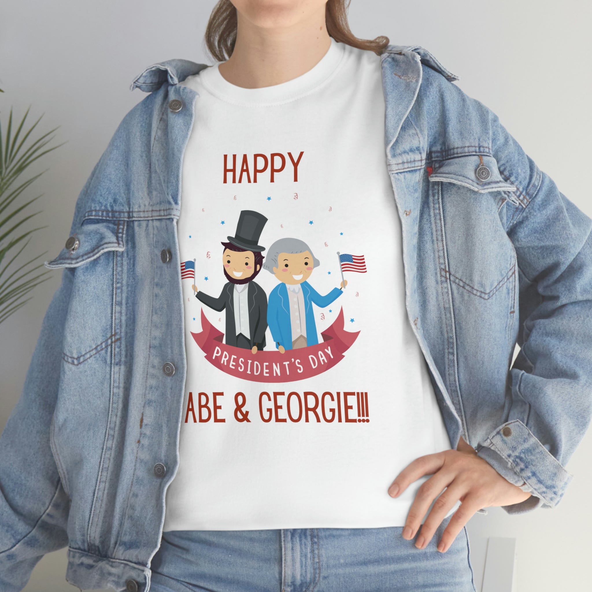 Happy President's Day Abe & George!!! Unisex Heavy Cotton Tee