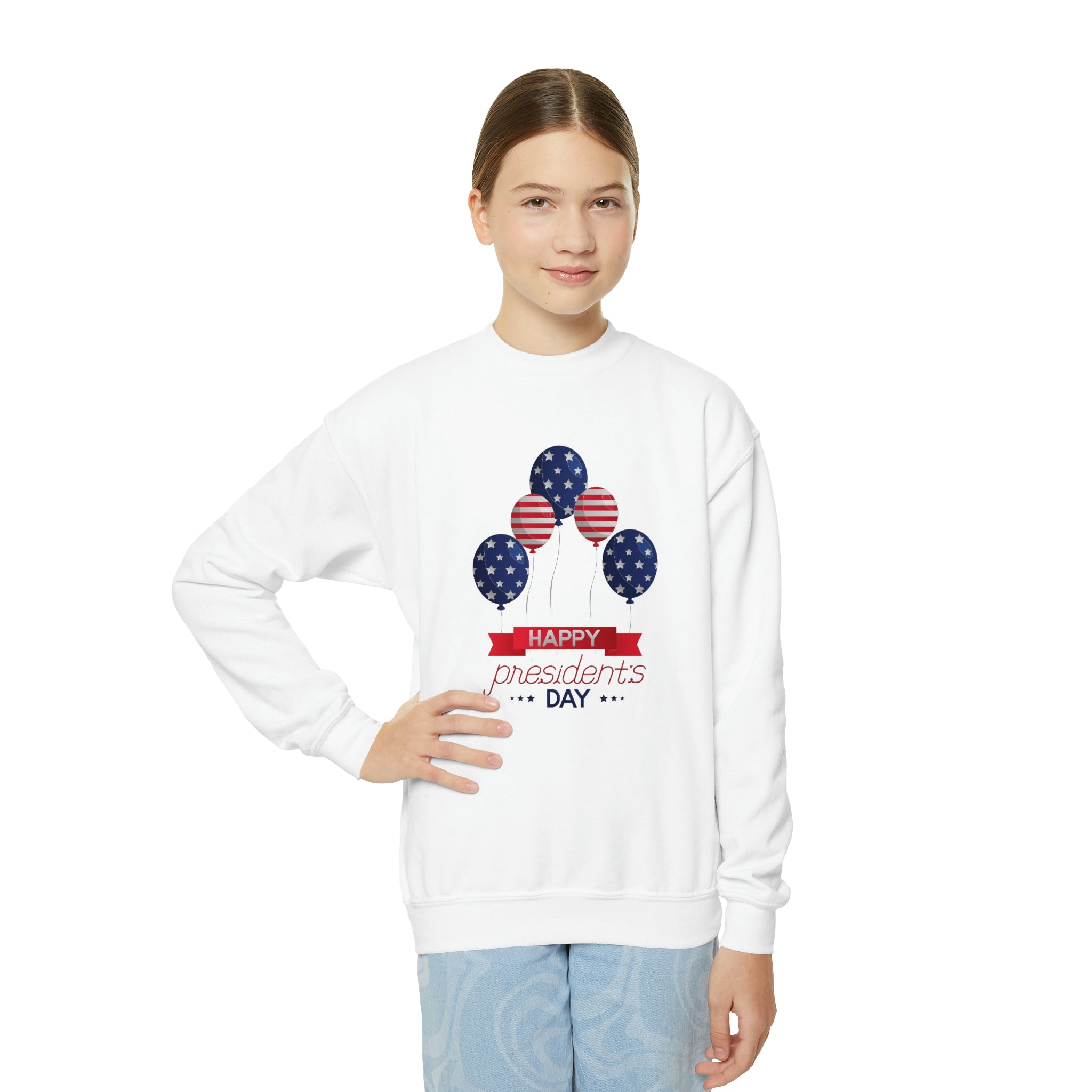 Happy President's Day Stars & Stripe Youth Crewneck Sweatshirt