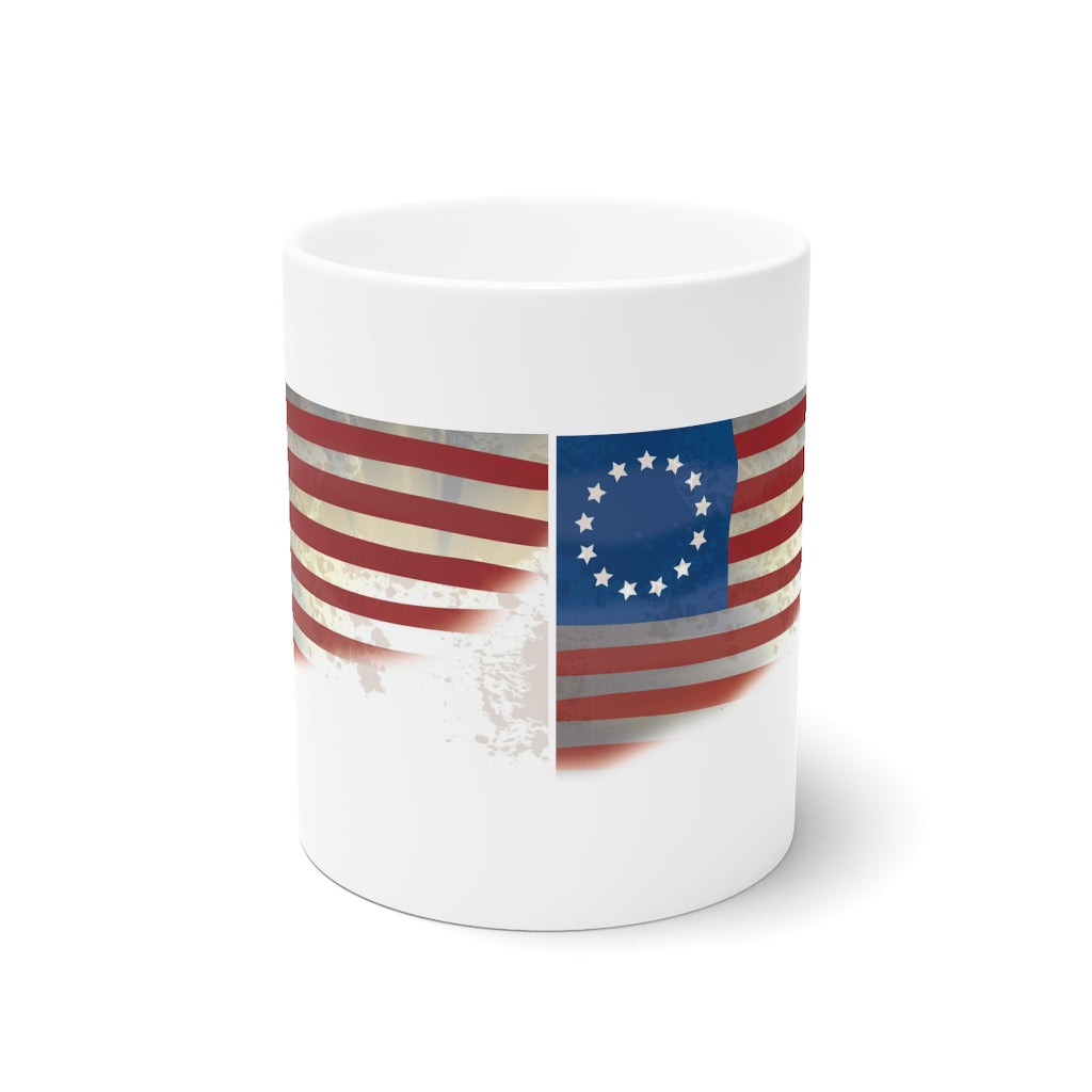 Old Glory White Ceramic Mug, 11oz and 15oz