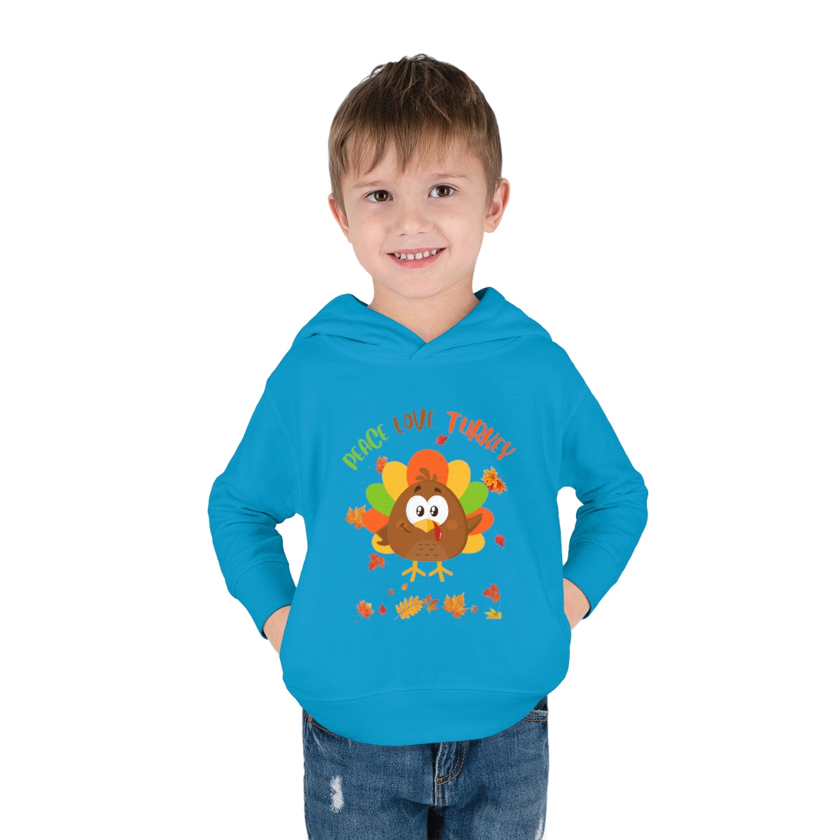 Peace Love Turkey Toddler Pullover Fleece Hoodie