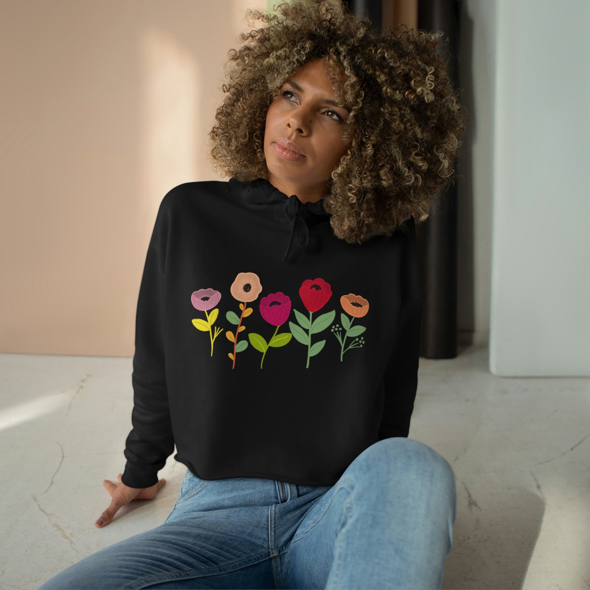 Spring Flowers Crop Hoodie