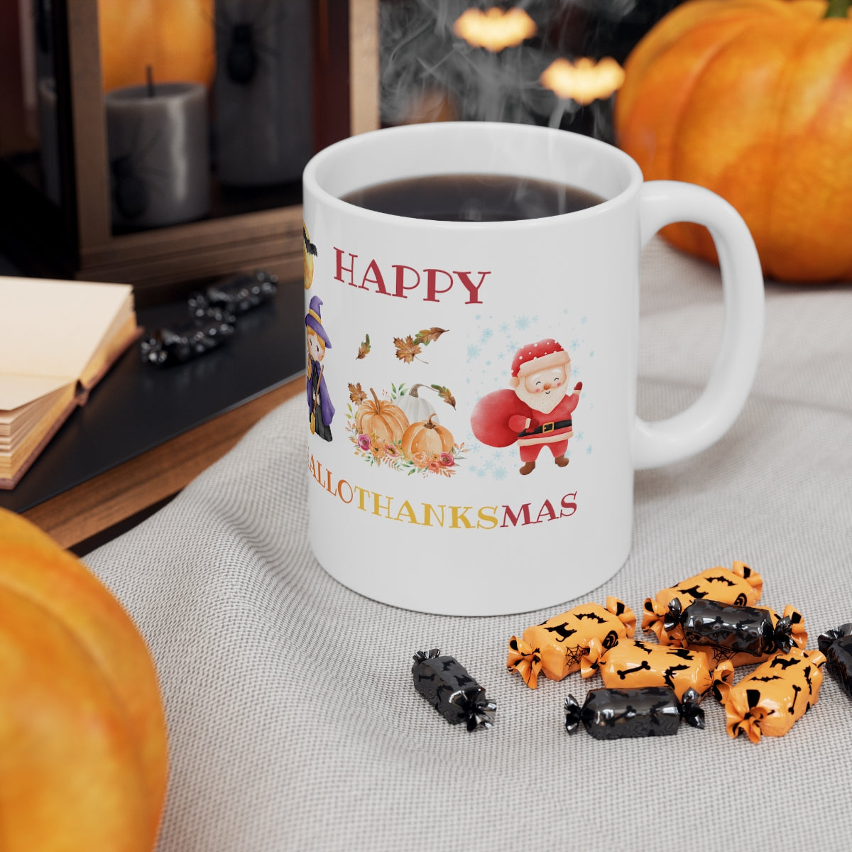 Happy Hallothanksmas Ceramic Mug 11oz