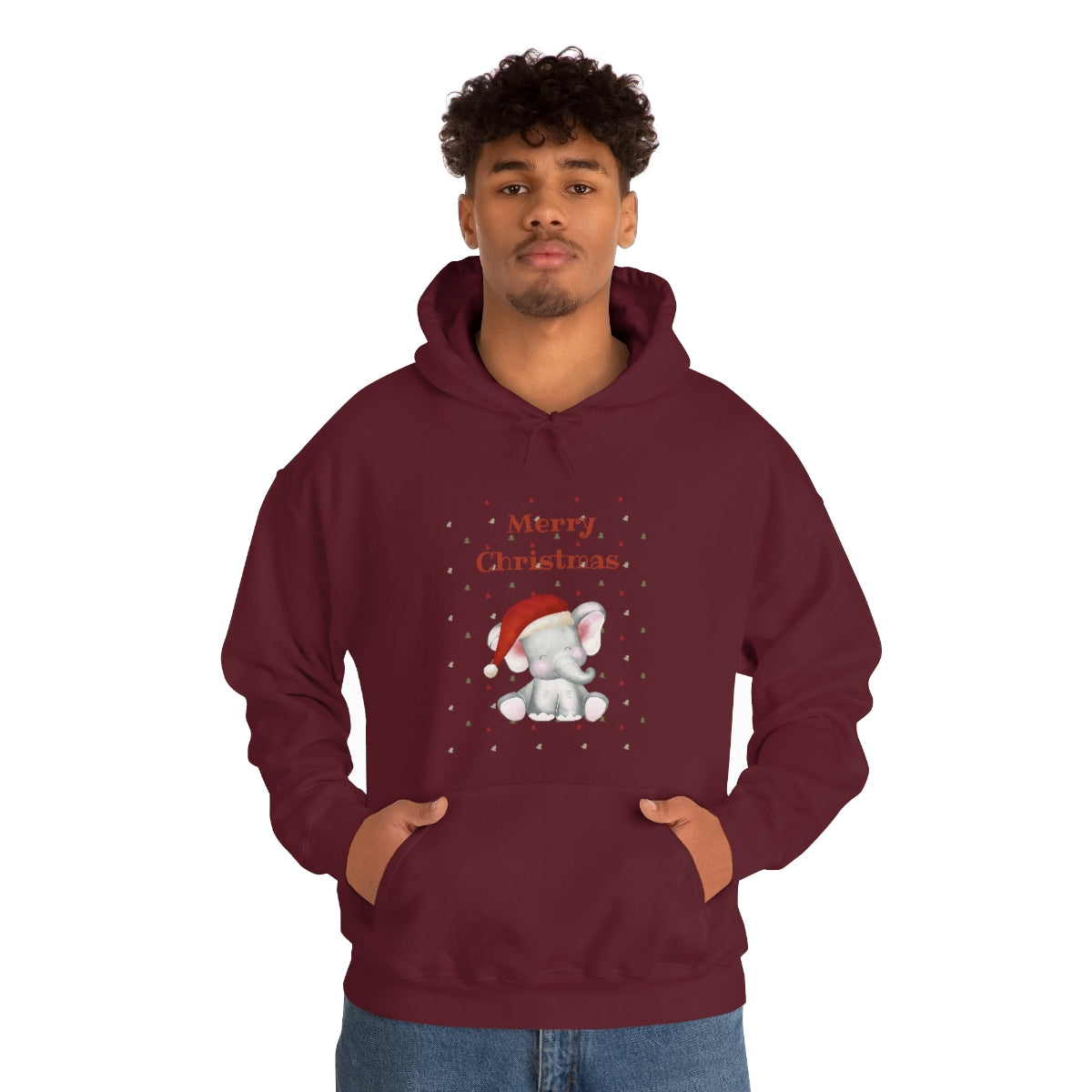 Cute Christmas Elephant Unisex Heavy Blend™ Hooded Sweatshirt