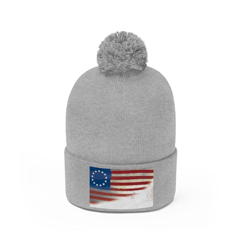 US Flag Pom Pom Beanie