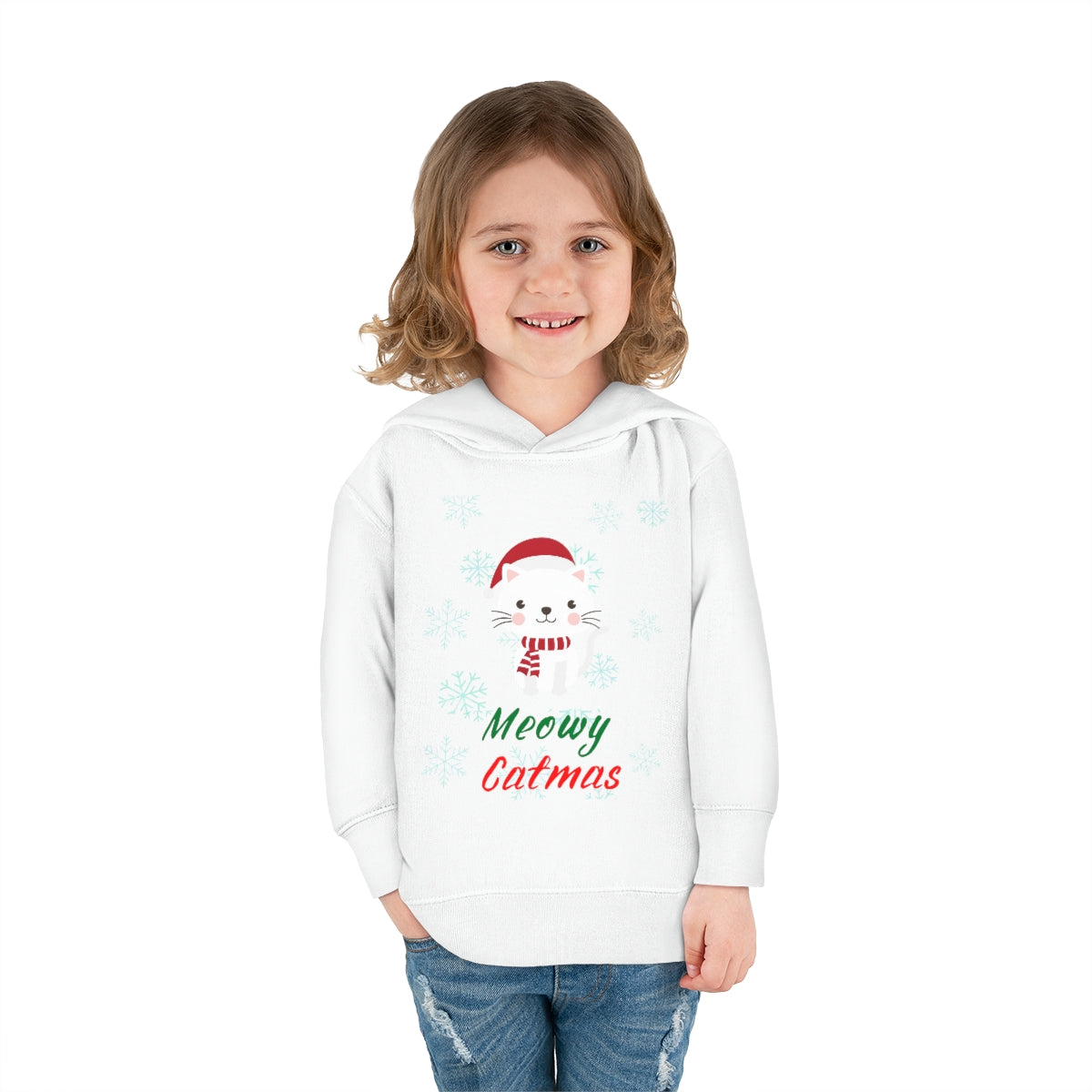 Meowy Catmas Toddler Pullover Fleece Hoodie