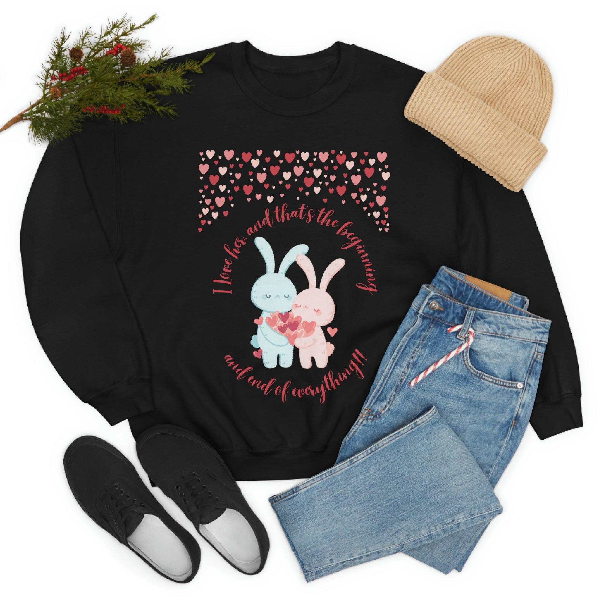 The I Love Her U & Me Unisex Heavy Blend™ Crewneck Sweatshirt