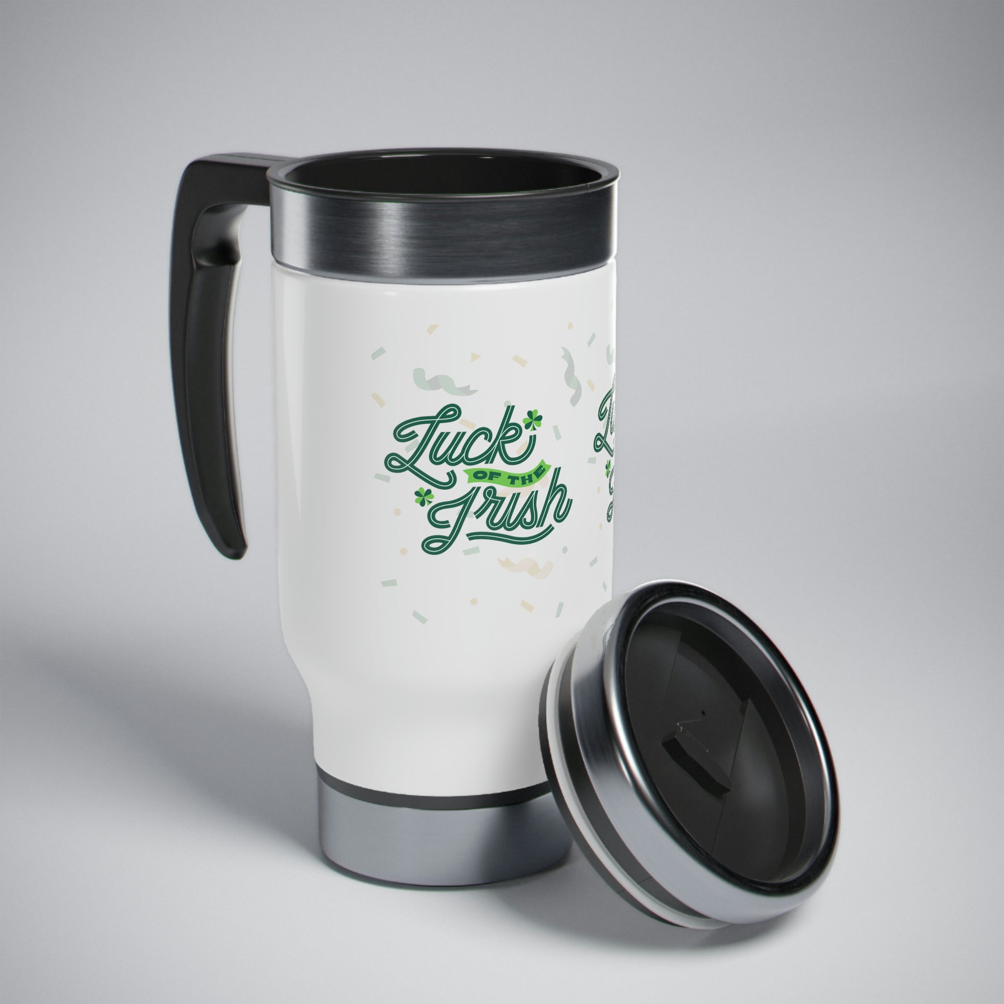 Luck Of The Irish Stainless Steel Travel Mug with Handle, 14oz