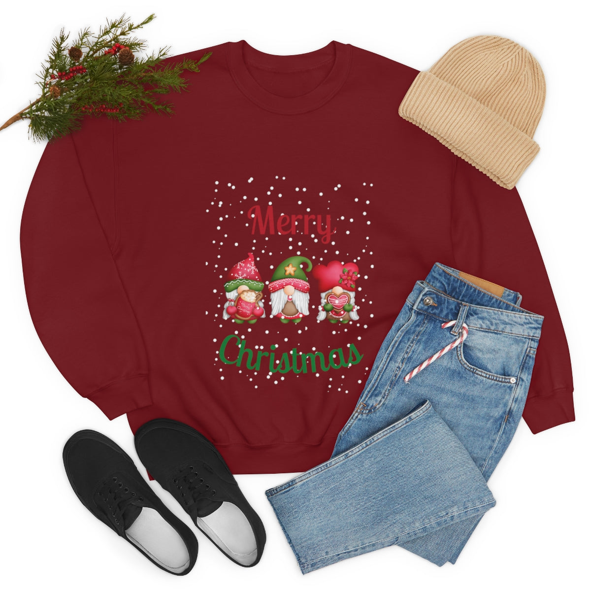 Three Gnomes Merry Christmas Unisex Heavy Blend™ Crewneck Sweatshirt