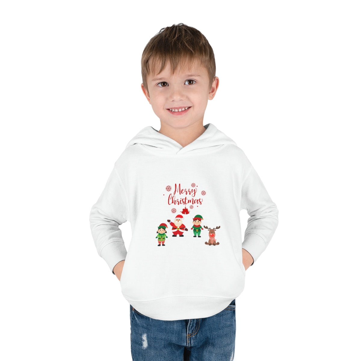 Merry Christmas From Santa & Helpers Toddler Pullover Fleece Hoodie